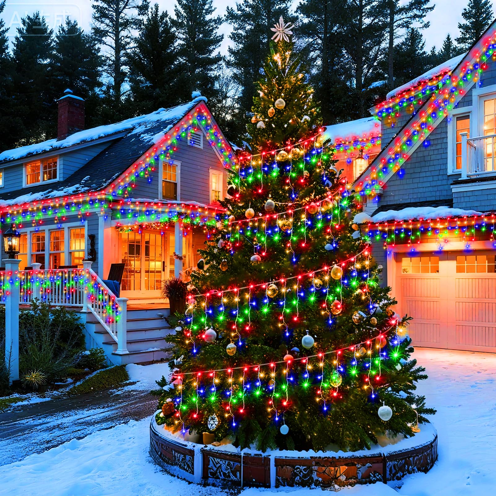 Knonew 99Ft 1216 Led Multicolor Christmas Lights - 8 Modes Curtain Fairy String Light Decor For Weddings, Parties, And Holidays