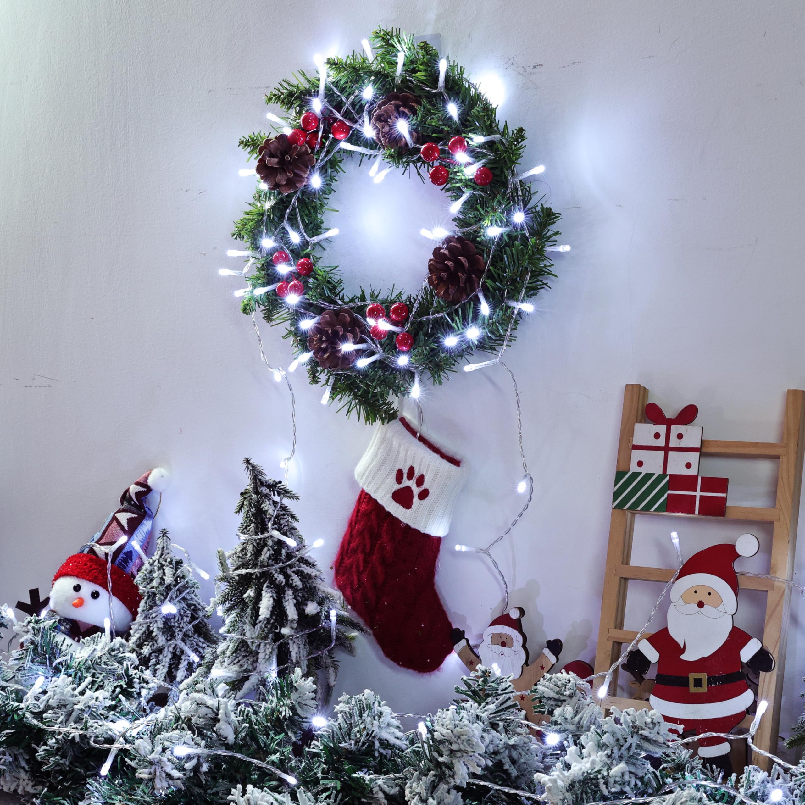 Lomotech Battery Operated Christmas Lights - 2 Pack Total 33Ft 100Leds String Lights 8 Modes Waterproof With Timer For Home  Garden  Party  Holiday  Tree Decoration (Clear Wire  Warm White)