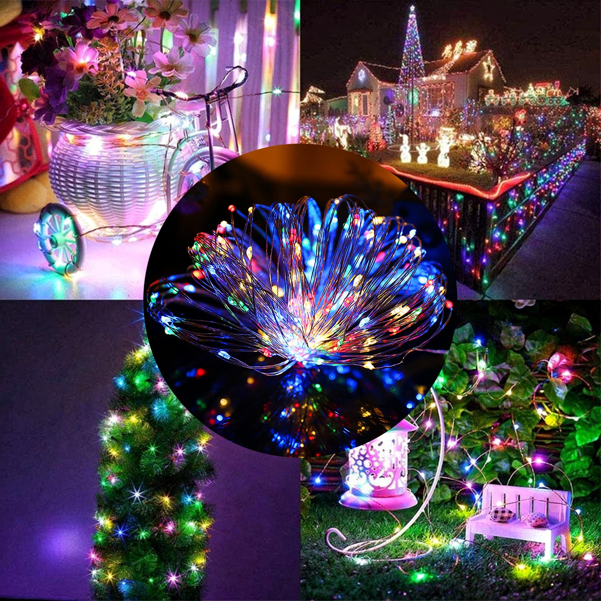 Twinkle Star Christmas Fairy Lights, 33ft 100 LED, Waterproof Silver Wire, Remote Control, Multicolor, Model TW-B3399