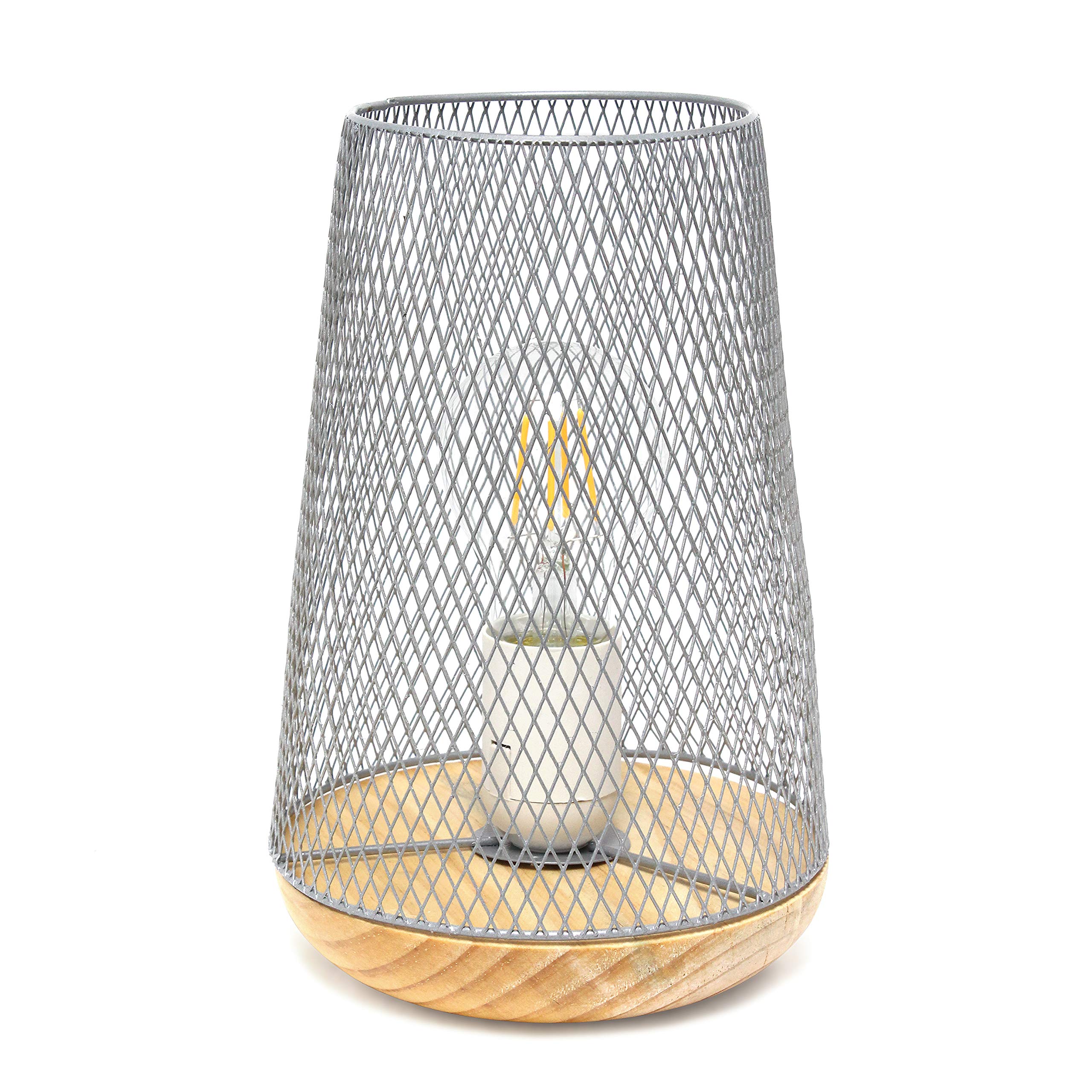 Simple Designs Lt1074-Gry Wired Mesh Uplight Table Lamp, Gray