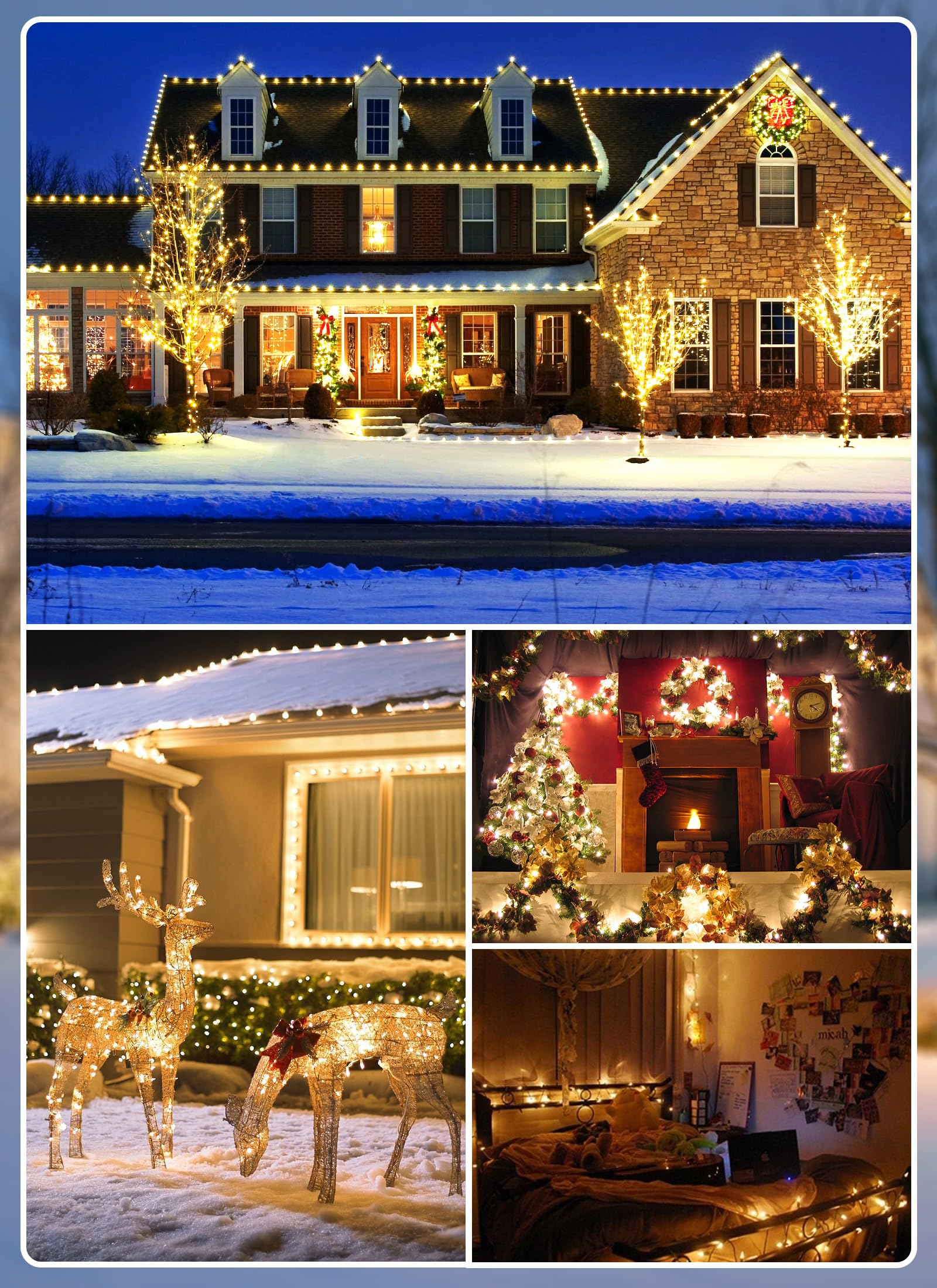 Minetom C9 Christmas String Lights, 200 Ft Led Commercial Outdoor Christmas Lights With 200 Warm White Strawberry C9 Bulbs, Wate