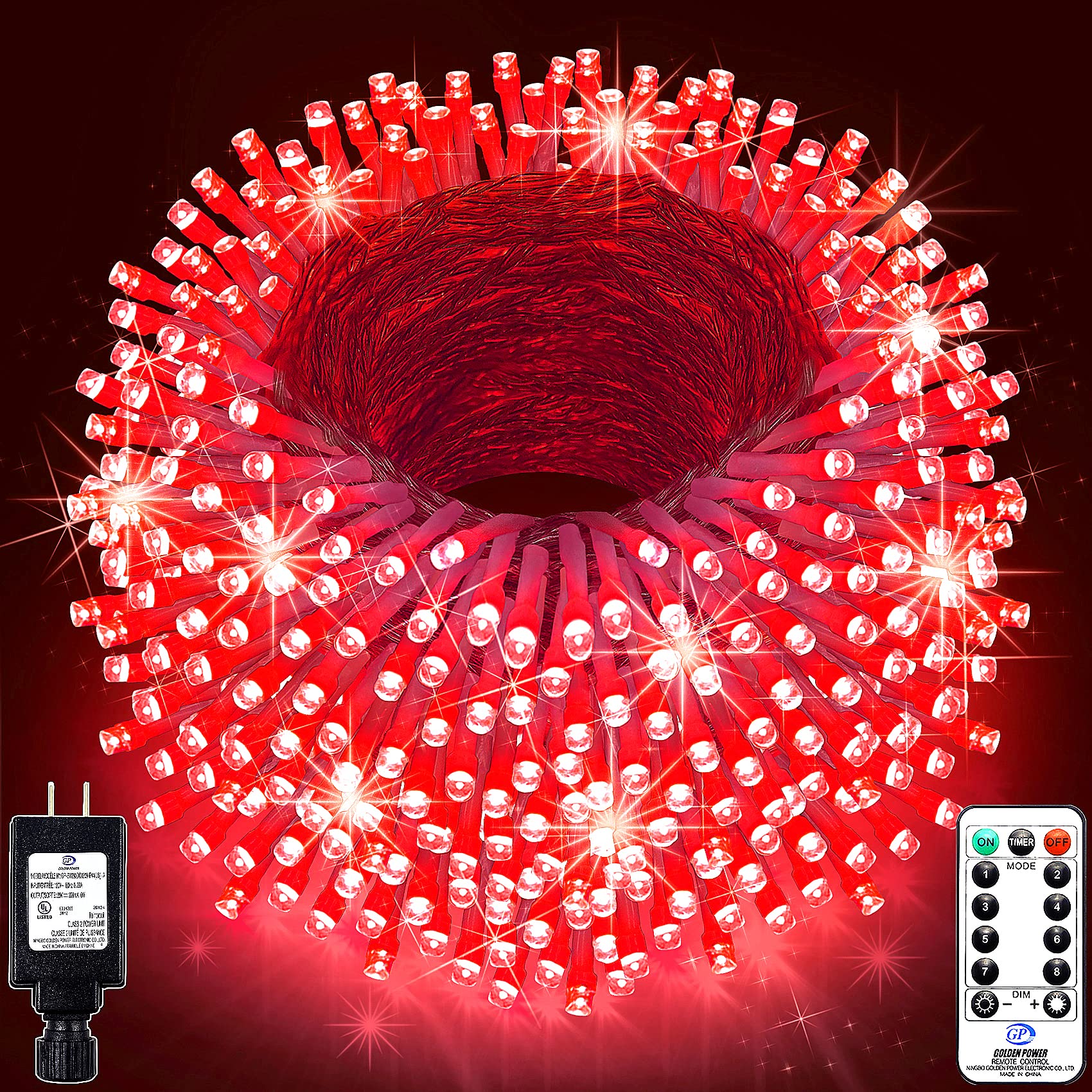 KNONEW 403ft 1000 LED String Lights Outdoor Christmas Lights 8 Modes & Timer Fairy Light Plug in Waterproof LED String Lights fo
