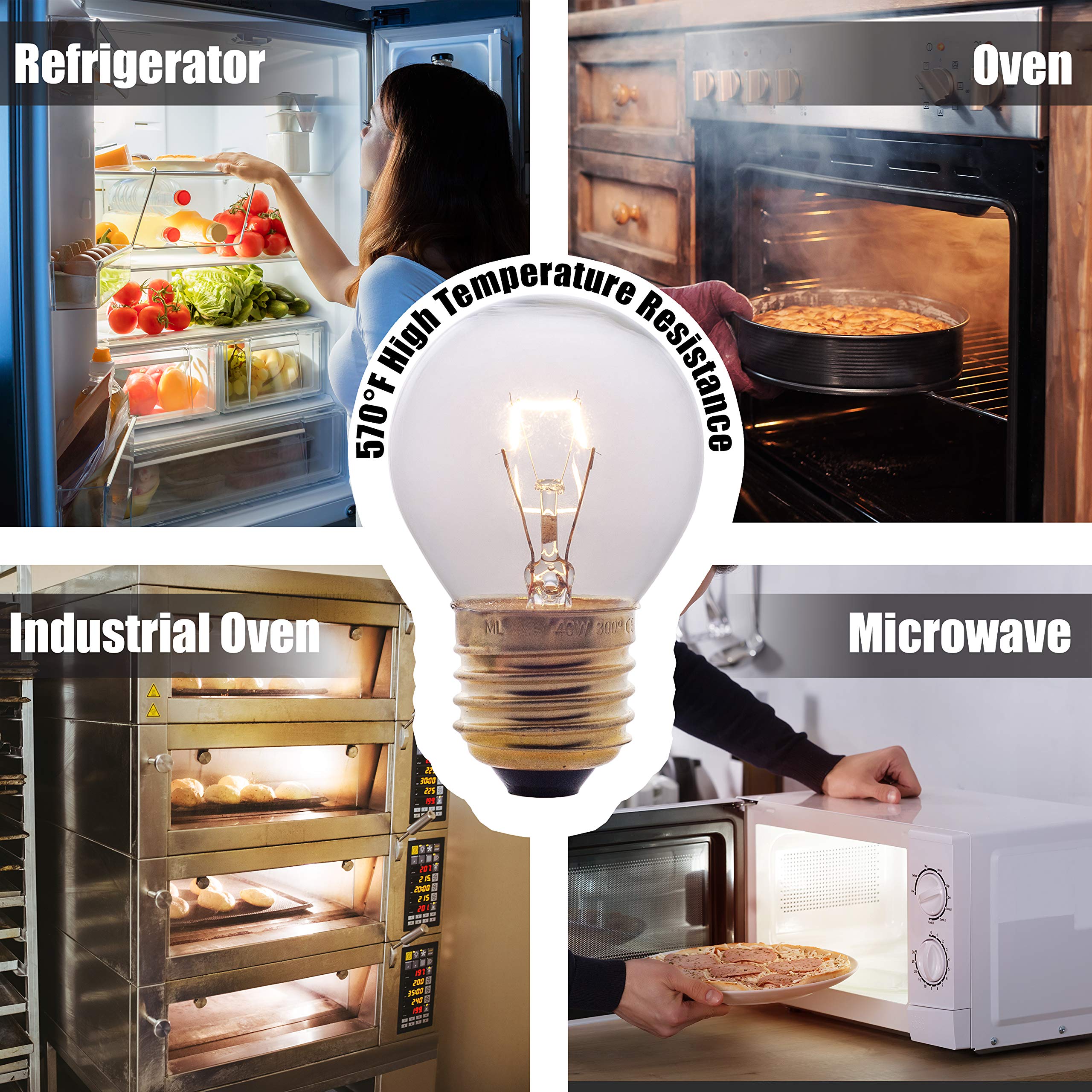 Soulight Oven Light Bulbs – 40W Incandescent, Warm White, G45 E26/E27, 400 Lumens, 2 Pack