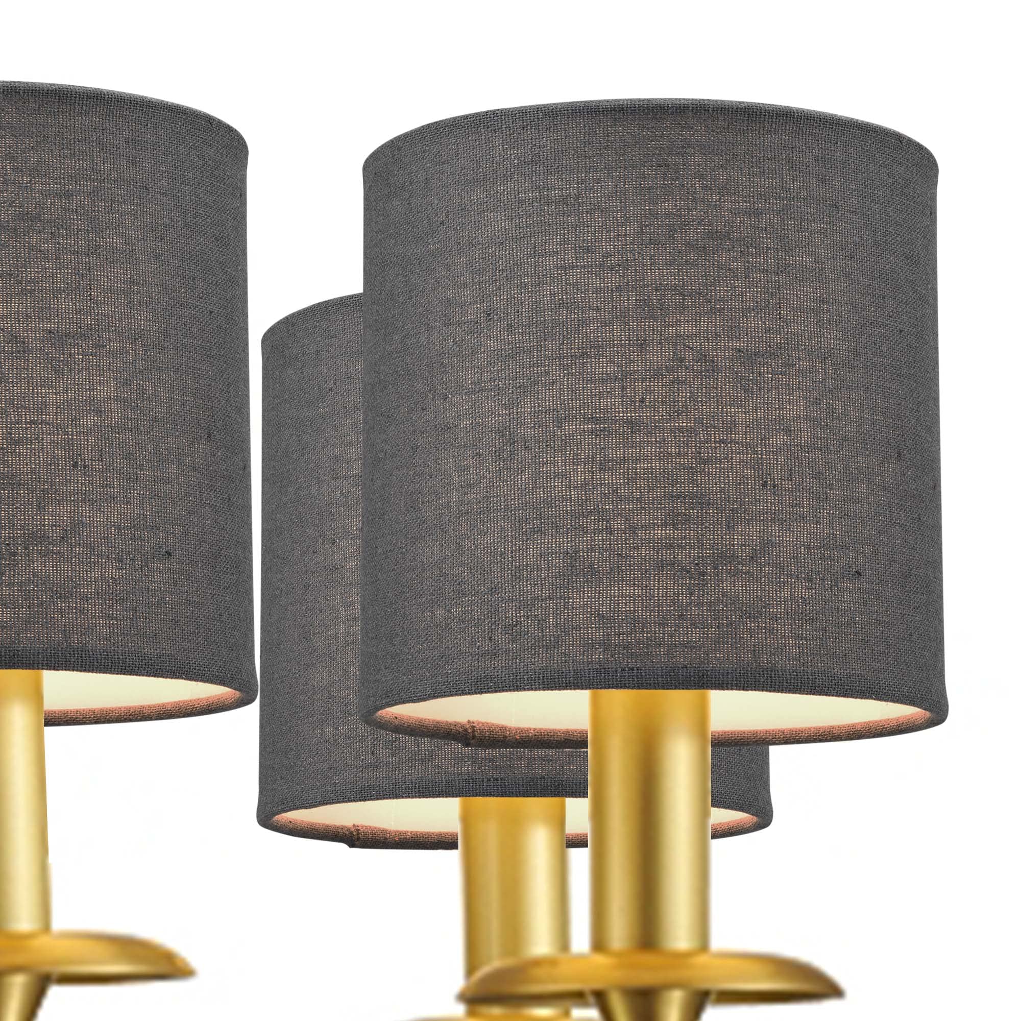 LAMPWELL MEMO Clip-on Chandelier Fabric Lamp Shades,Set of 6,Small Drum,5.2  5.2  H5.2,Linen, Handmade,Modern Trendy Decorative,