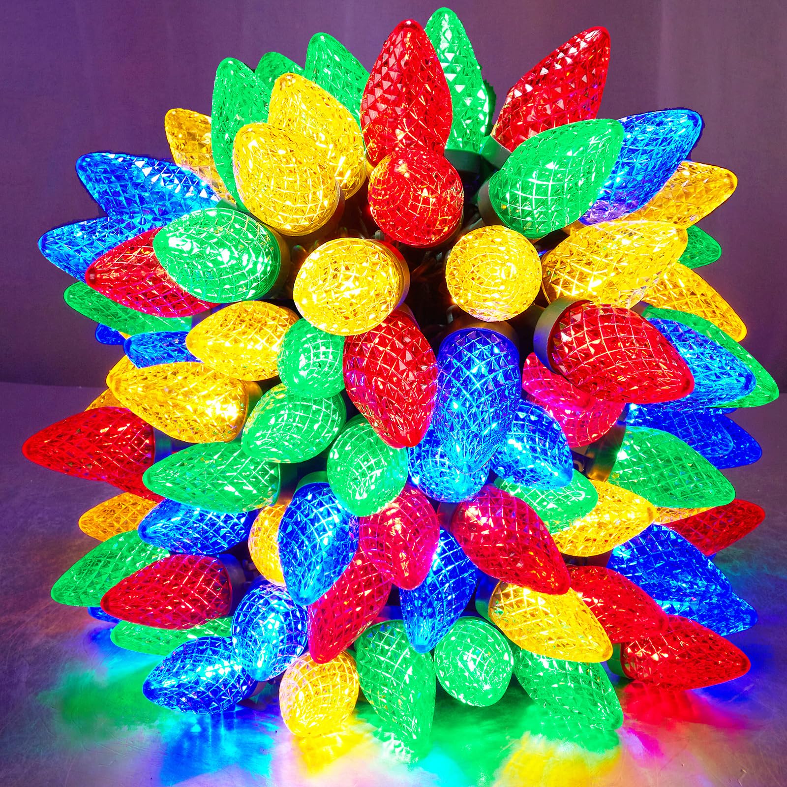 Dirnun LED Christmas Lights - 50 LED, 33ft, Multicolor, Copper & Plastics, Commercial Grade for Indoor/Outdoor Holiday Decor