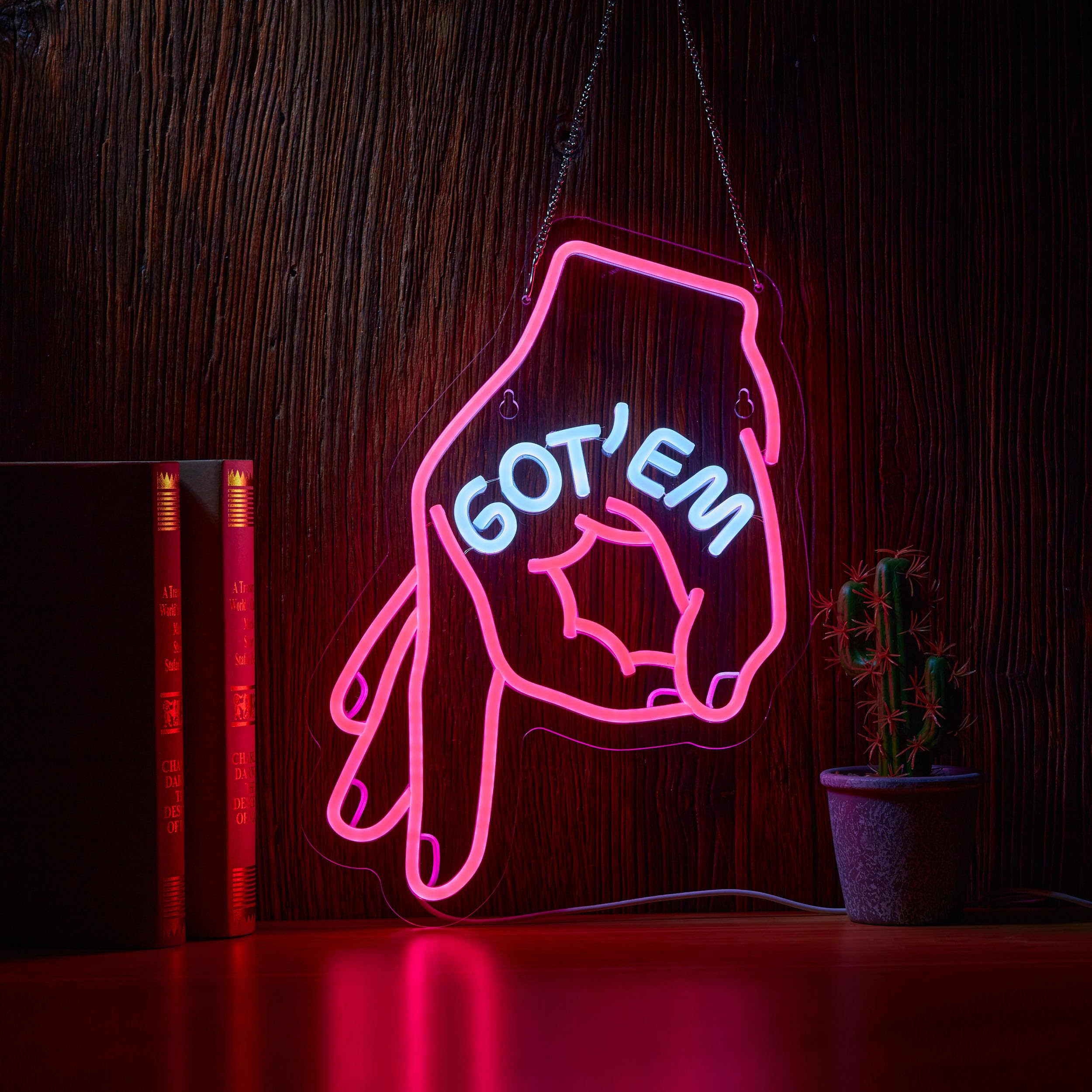 ZODZ Neon Sign - GOT EM Wall Décor with Dimmable LED Light - Pink/White - Silicone Material - Ideal for Bedroom and Man Cave