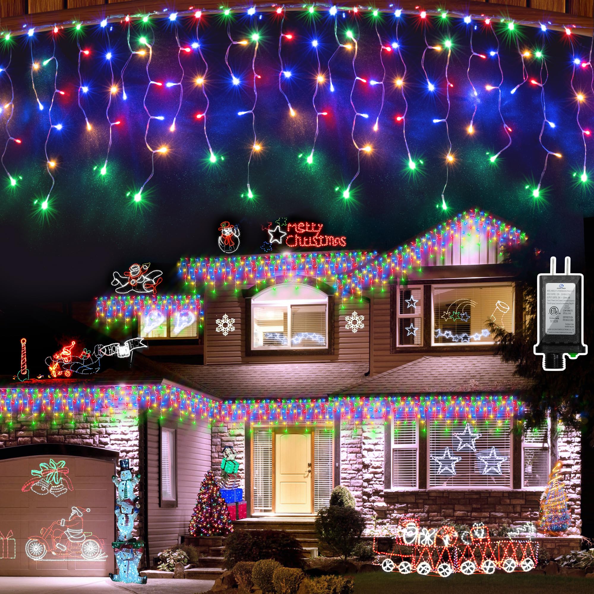 648 LED Outdoor Christmas Lights with 144 Drops, 66ft Christmas Fairy Lights with 8 Modes Timer, Christmas Twinkly Lights IP44 W