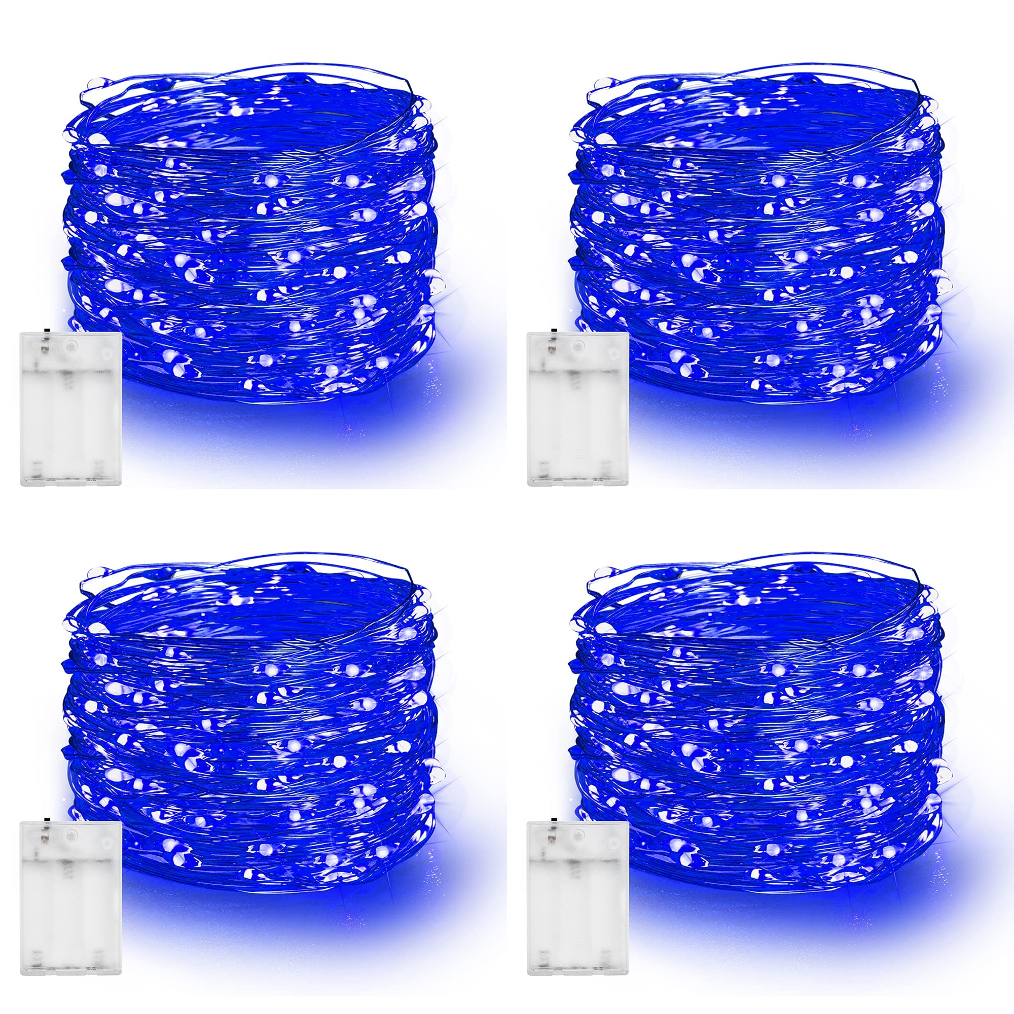 Dazzle Bright Fairy Lights, 20 FT 60 LED, Battery Operated, Waterproof, Indoor Outdoor Decor, Blue