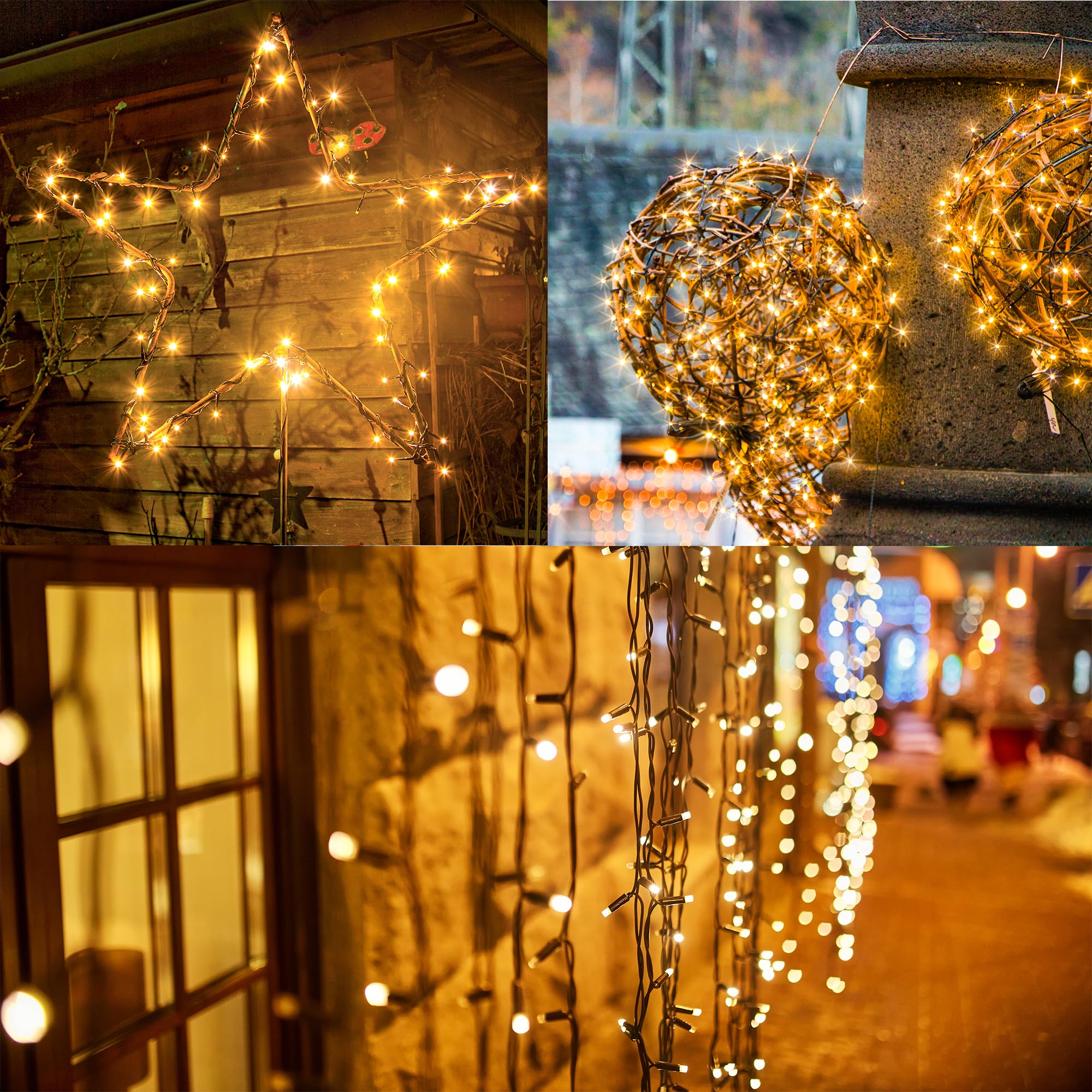 Flechllary 2 Pack Solar String Lights 78Ft 200 LED Warm White Waterproof for Outdoor Yard, Fence, Party, Christmas Tree Decorations