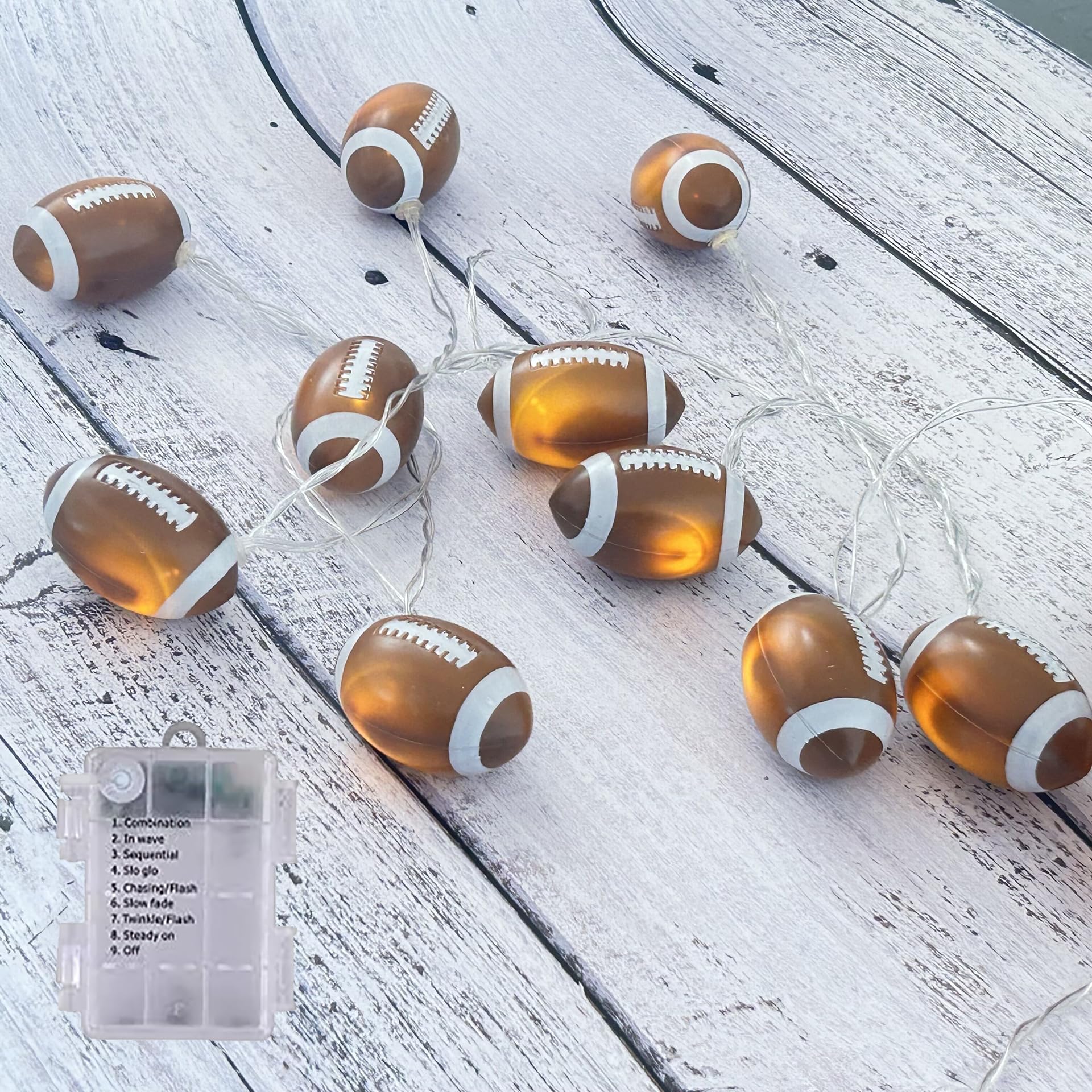 YEAMAR 20 LED Football String Lights, 14Ft Battery Powered Decor for Boys' Room, Plastic, Sport Theme Birthday Party Gift