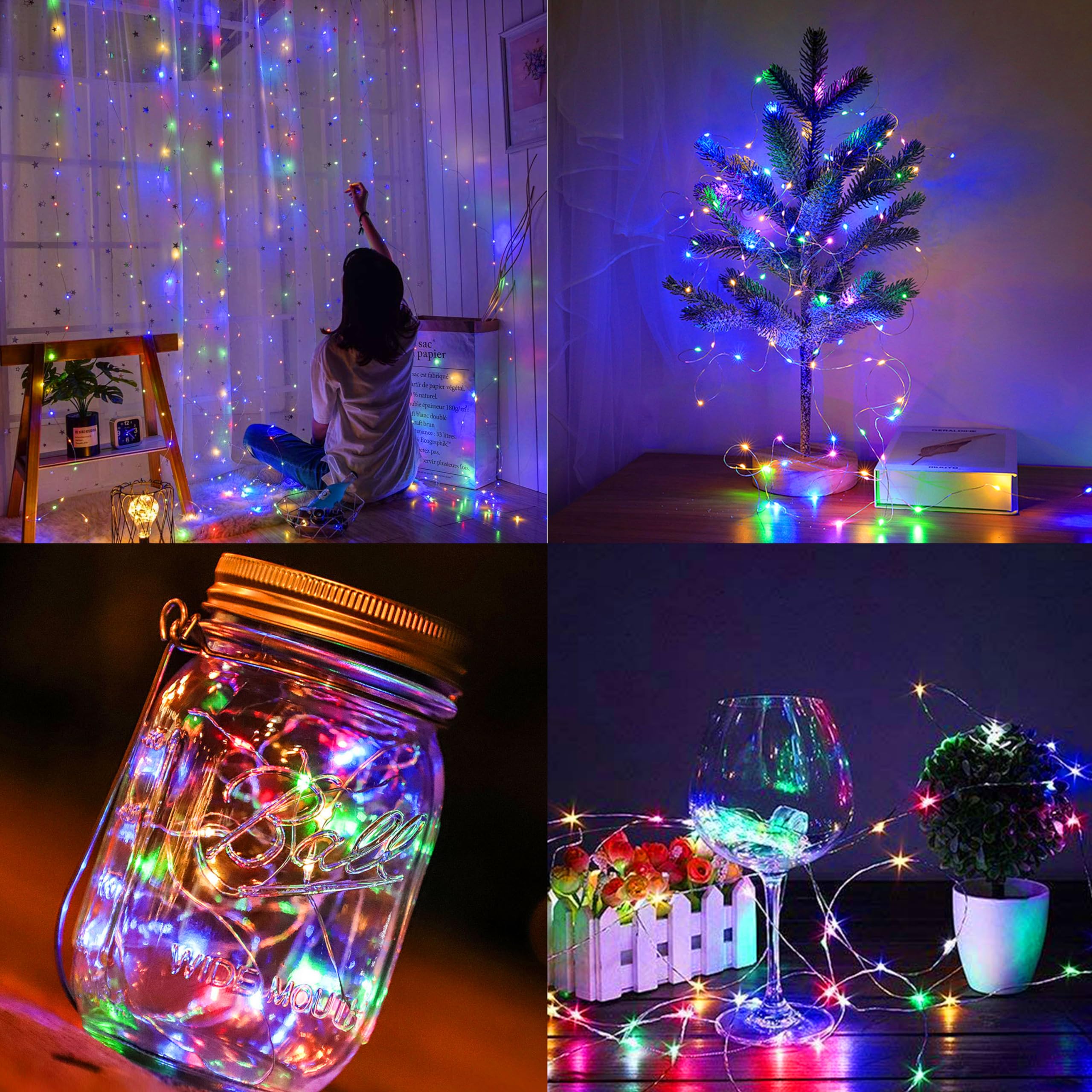 Justpro 6 Pack Fairy Lights Battery Operated String Lights - 7Ft 20 Led Waterproof Silver Wire Firefly Lights For Diy Wedding D