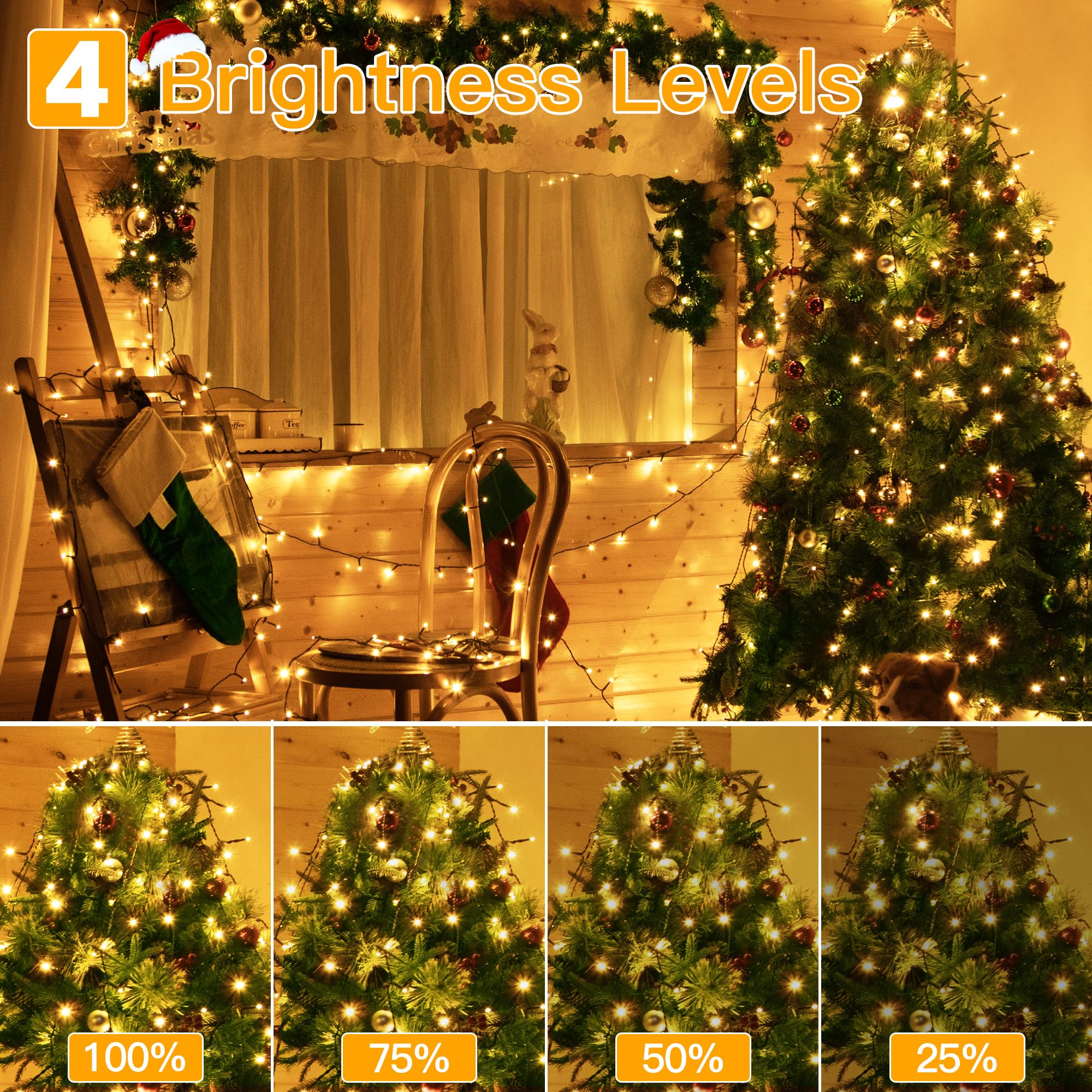 Ollny 262FT Warm White String Lights, 800LED, Waterproof Fairy Lights with Remote, 8 Modes & Timer for Outdoor Party Decorations