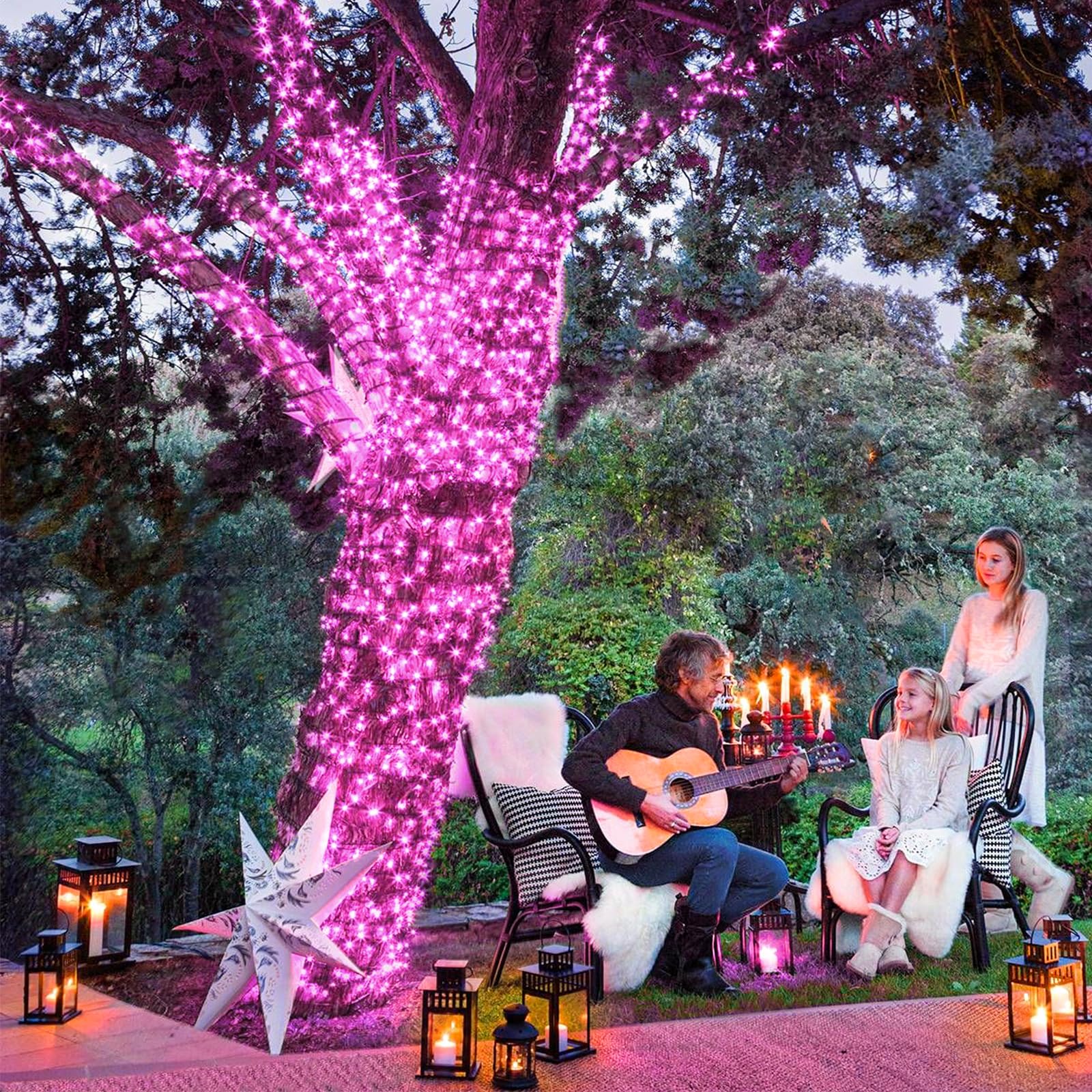 2 Pack Christmas Lights Outdoor, Total 200Ft 600 Led Christmas Tree Lights With 8 Modes Waterproof, Green Wire String Lights For