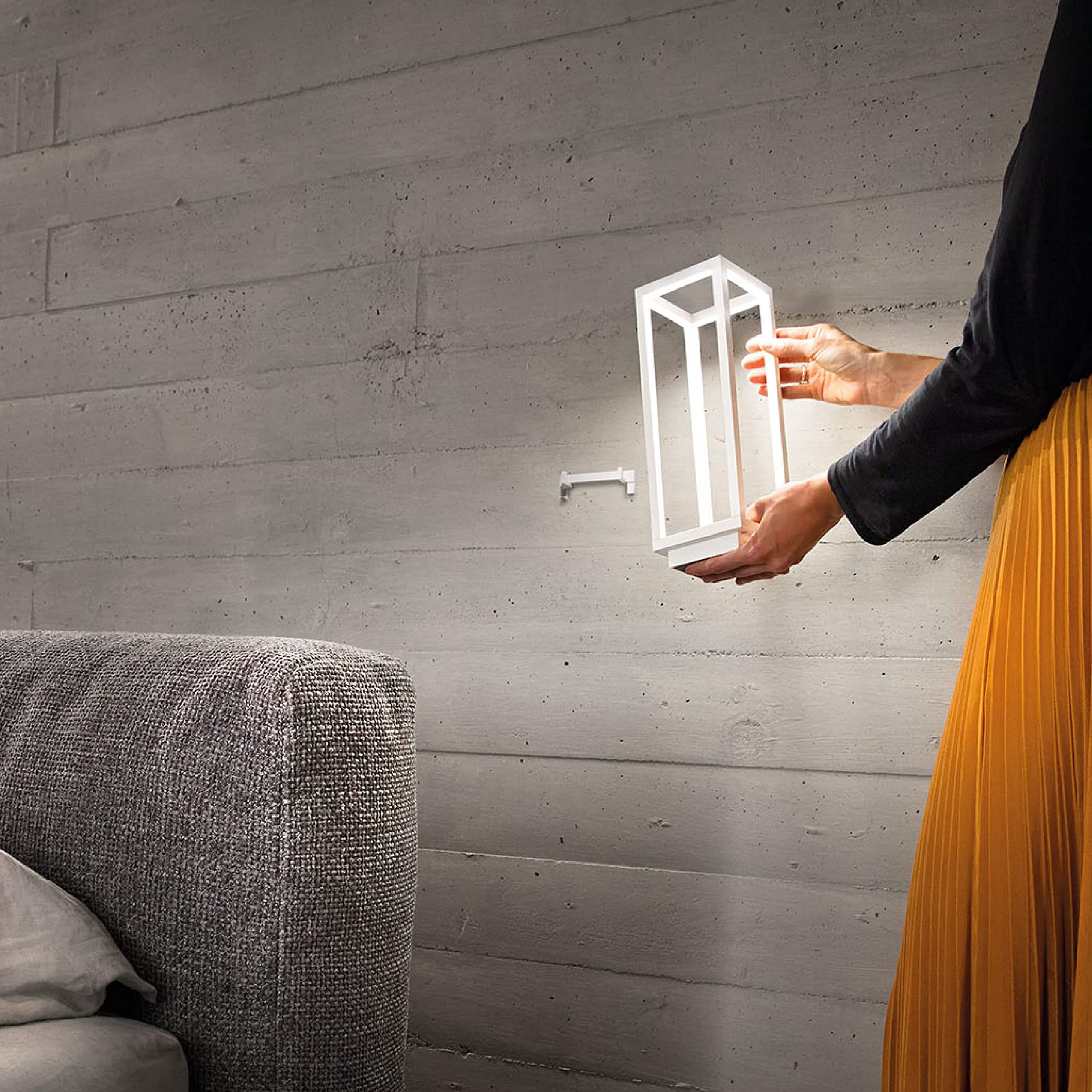 Zafferano Rechargeable Cordless Table Lamp, Touch Control, 11.6" Rust Aluminum, Model LD0258R3, Indoor/Outdoor Use, 3000K Dimmer