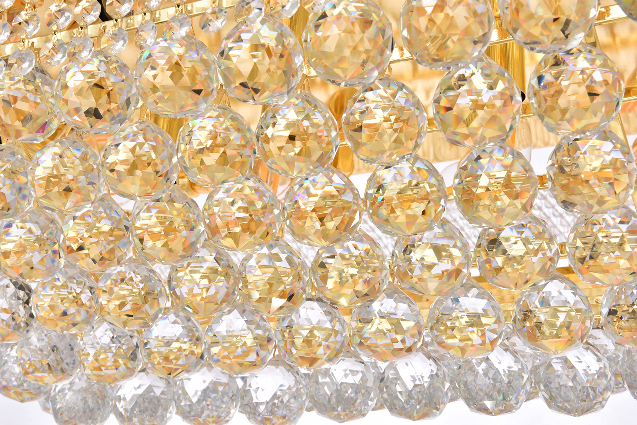 Elegant Lighting 18-Light Flush Mount Chandelier, Gold Finish, Clear Crystals, Model 1800F36SG/RC