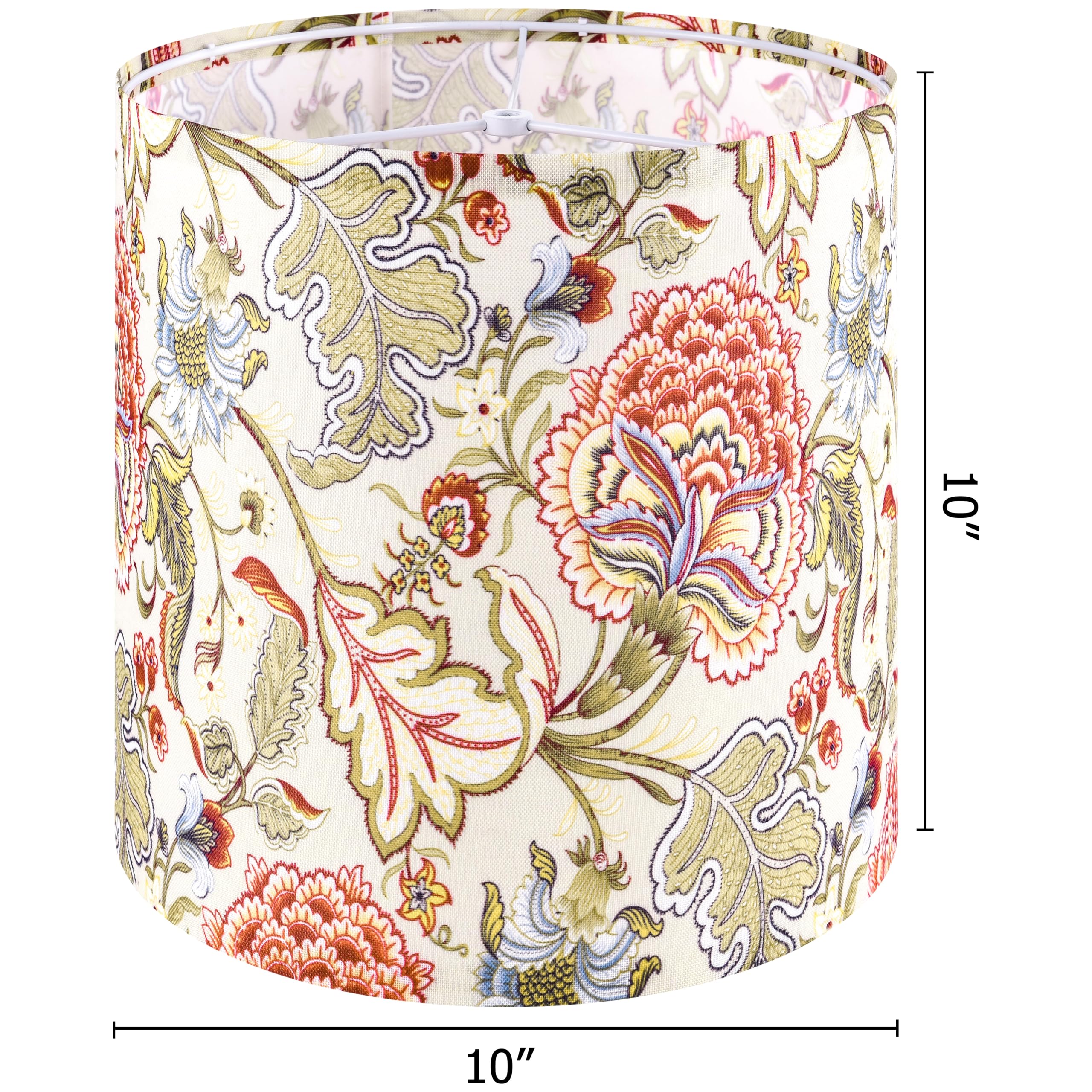 Go&So Set Of 2 Small Tall Lamp Shades  10 Top X 10 Bottom X 10 High Drum Lamp Shade Printing Flowers Plants -Lampshades For Floor Lamps Table Lamp  Modern Lamp Shade Replacement  Assembly Required