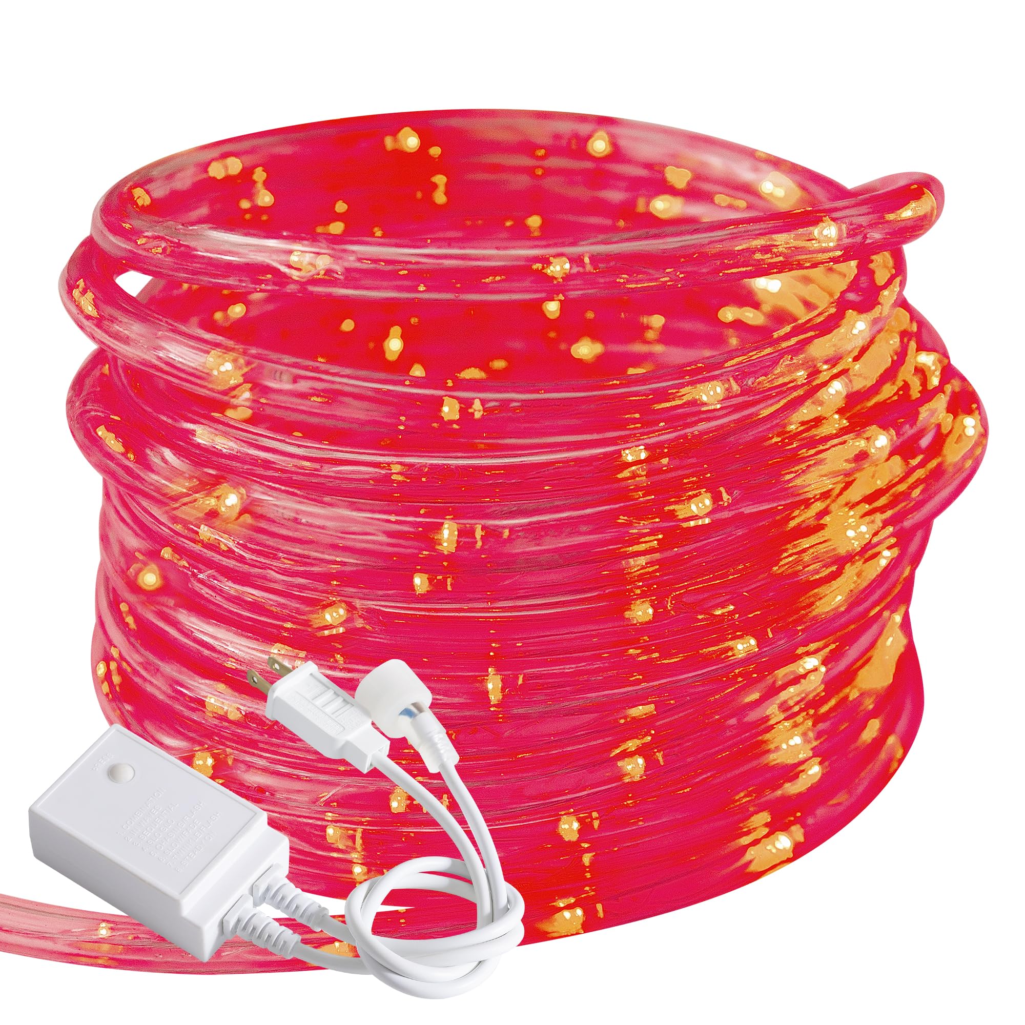 20ft Rope Lights Outdoor  Connectable & Flexible Tube Lights with 8 Modes Controller Waterproof Red LED Rope Lighting for Deck Garden Pool Patio Bedroom Party Indoor & Outside Landscape Lighting