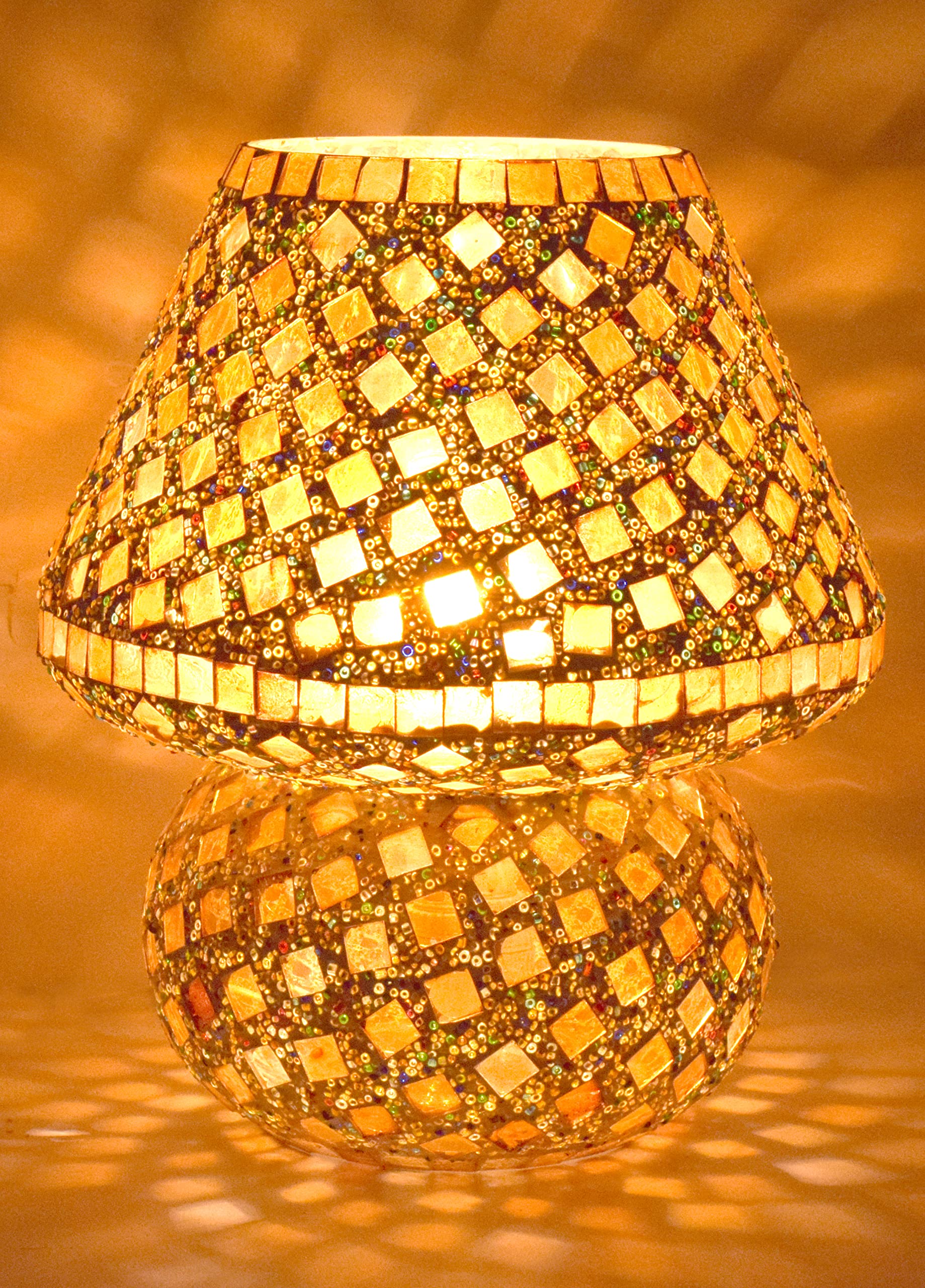 CRAFTVERRE Mushroom Shaped Mosaic Glass Lamp for Home/Office/Festival Decoration (Bulb Not Included) (Table Lamp - 03, 23 cm)