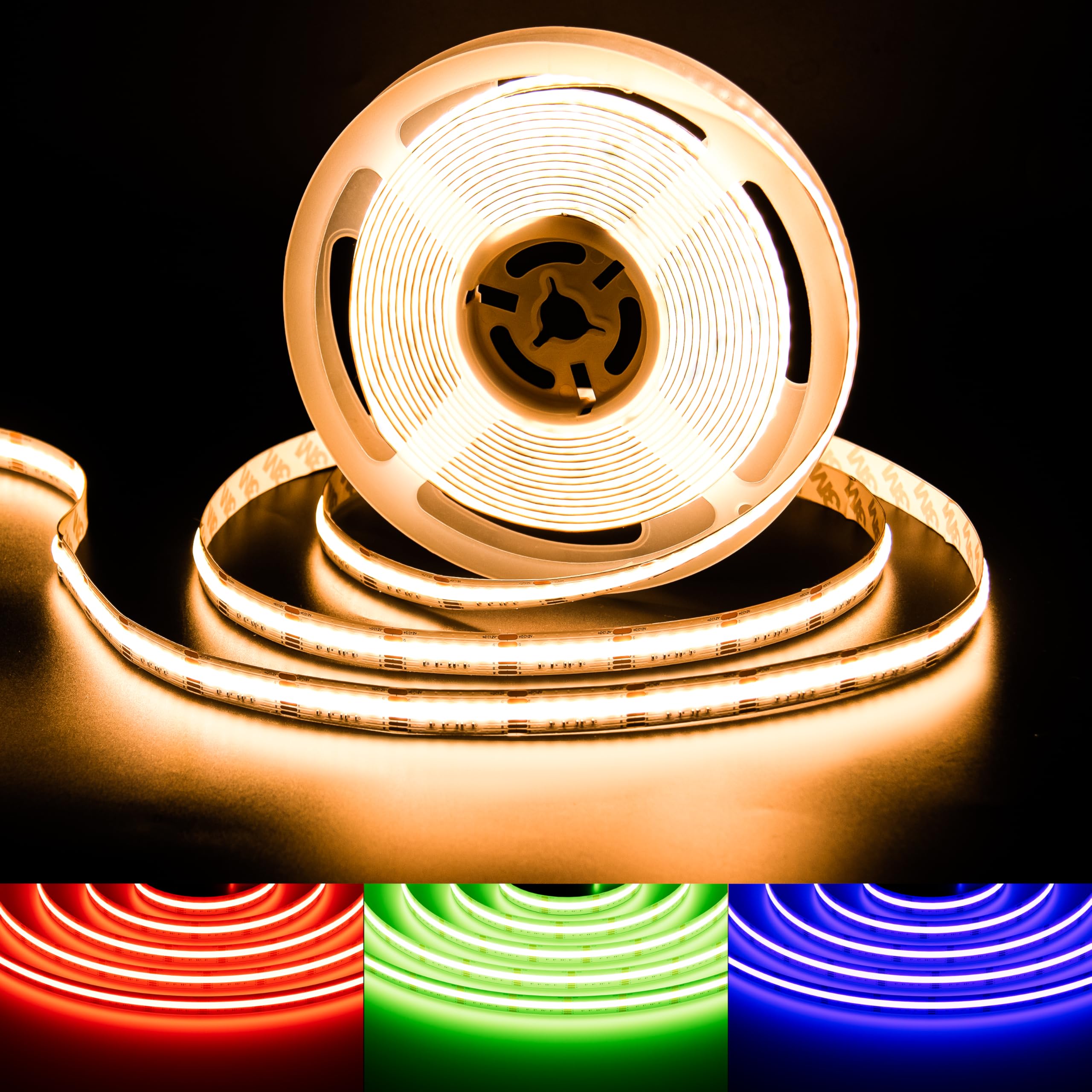 Gingsow Rgbw Cob Led Strip Light 20Ft Rgb+2700K 12V Color Changing Ul-Listed Led Light Strip Multicolored Flexible Rgb Lights For Party Decoration Home Diy Lighting Projects(No Adapter Or Controller)