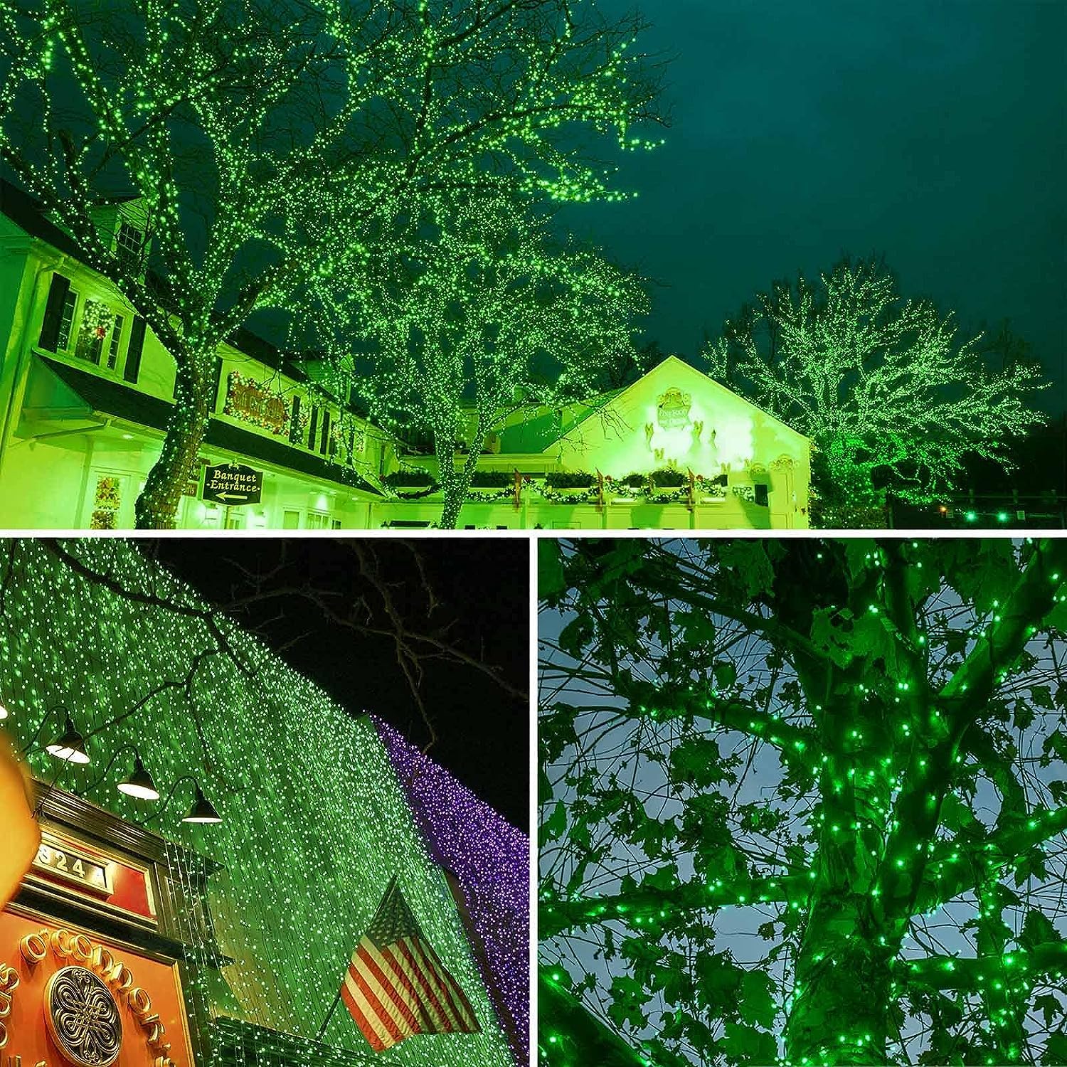 Bhclight 95Ft 240 Led Green Christmas String Lights, Christmas Lights For Outdoor/Indoor Waterproof, Plug In Christmas Tree Lights With 8 Modes, String Lights For St.Patricks Day Holiday Decorations