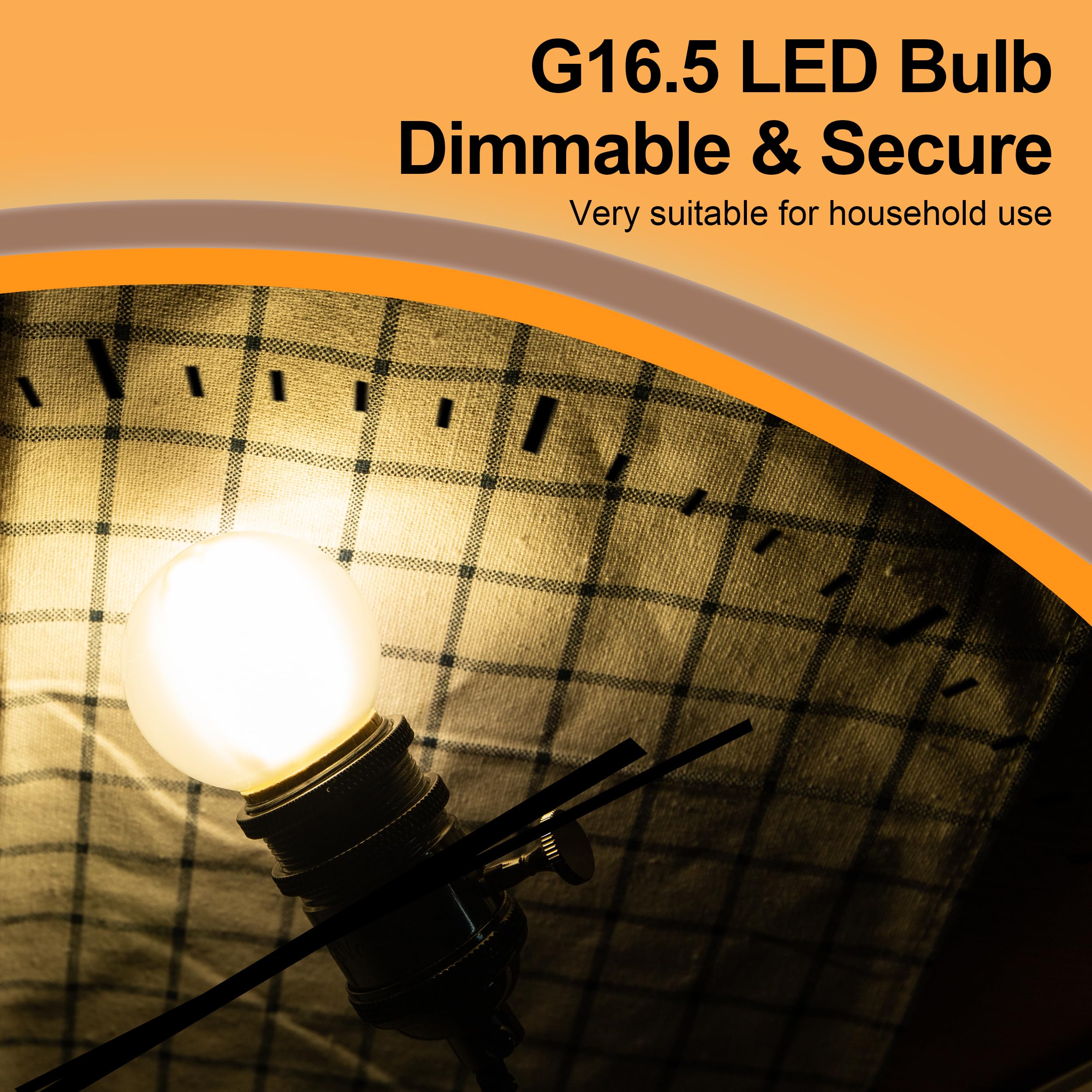 Runquiz Frosted G16.5 Led Bulb, Matt Vanity Globe Light Bulbs, E26 Dimmable Globe Small Round Edison Light Bulbs, 6W 4000K Vinta
