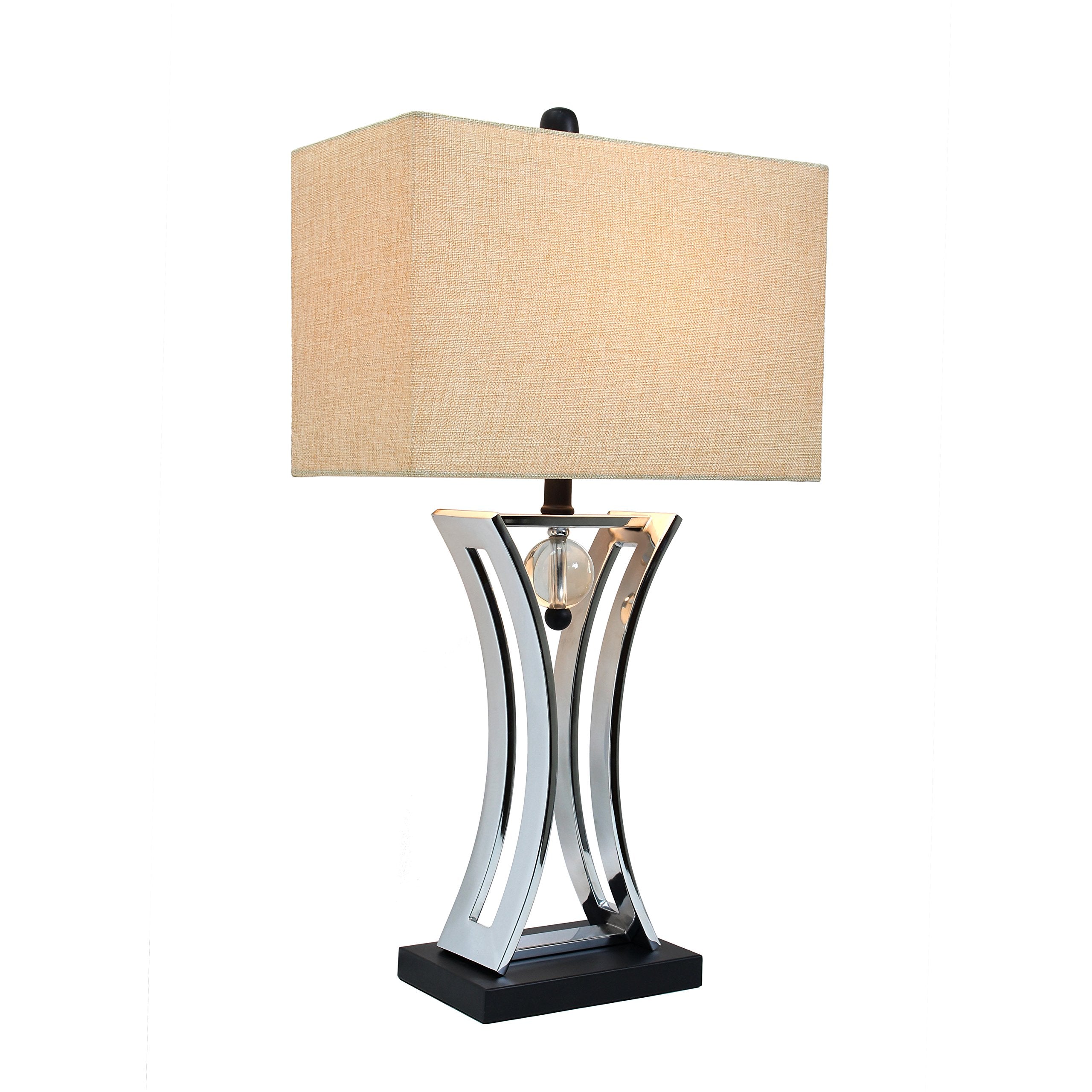 Elegant Designs Lt2001-Chr Conference Room Hourglass Shape Pendulum Table Lamp With Black Base, Brushed Chrome Finish