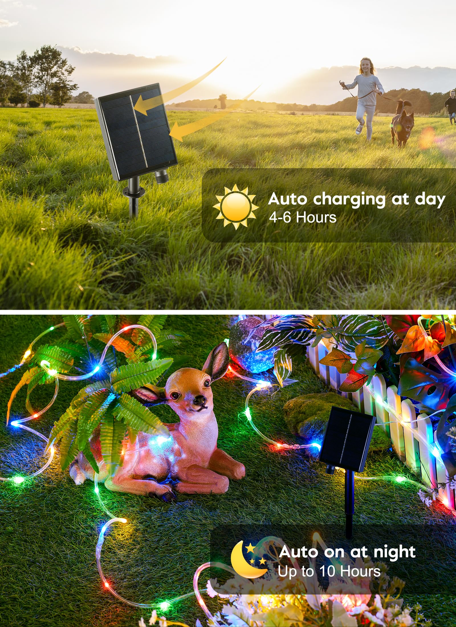 Brightown Solar String Lights Outdoor Waterproof, 18 Colors Changing 39Ft Fairy Rope Light Solar Powered With Remote, 100 Leds Multicolor Trampoline Light Rope Lighting For Outside Christmas Party