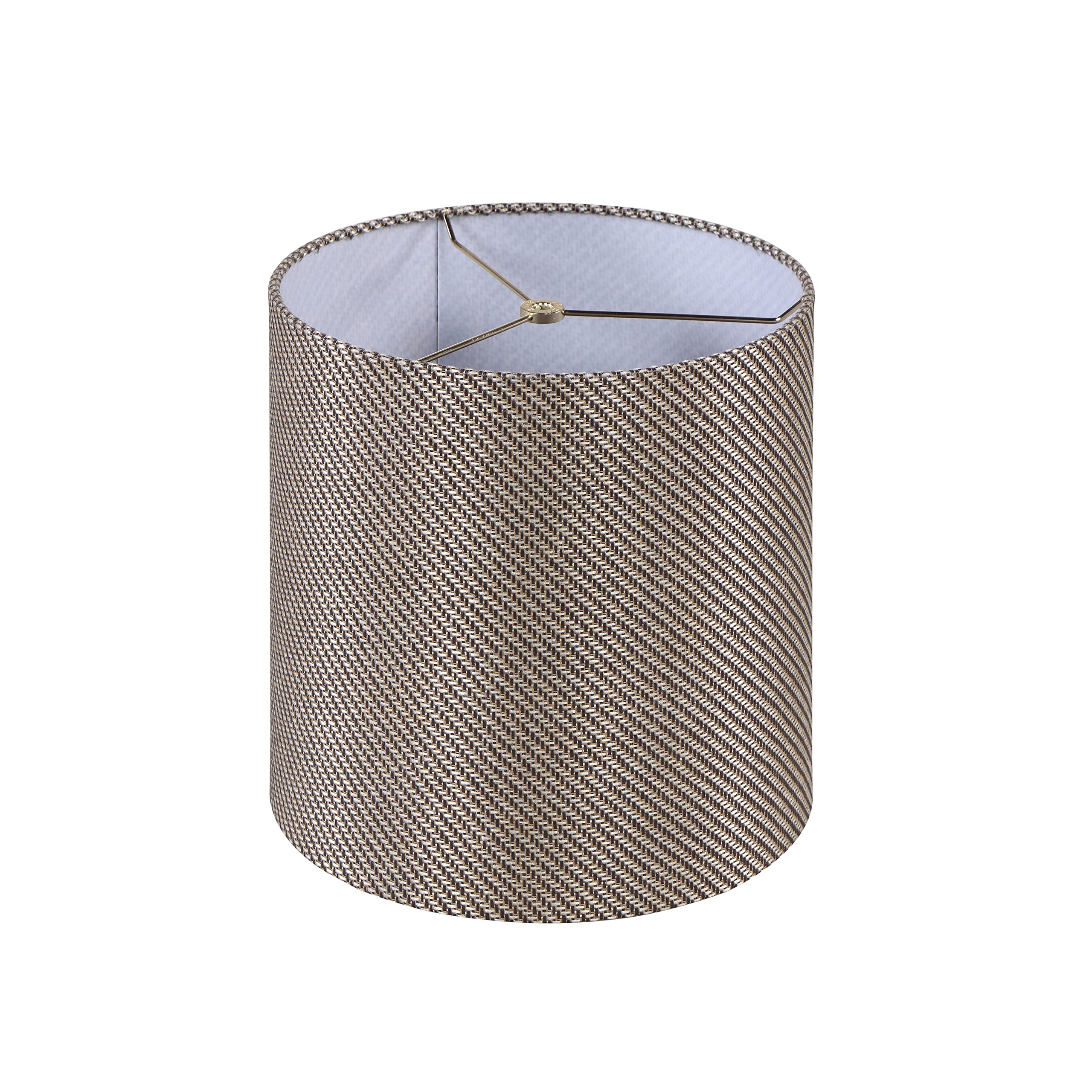 Aspen Creative 31608, Hardback Drum Contemporary Spider Lamp Shade, Rattan Pattern Textured Fabric, 12&quot; Top X 12&quot; Bottom X 12&quot; Height, Tan & Black