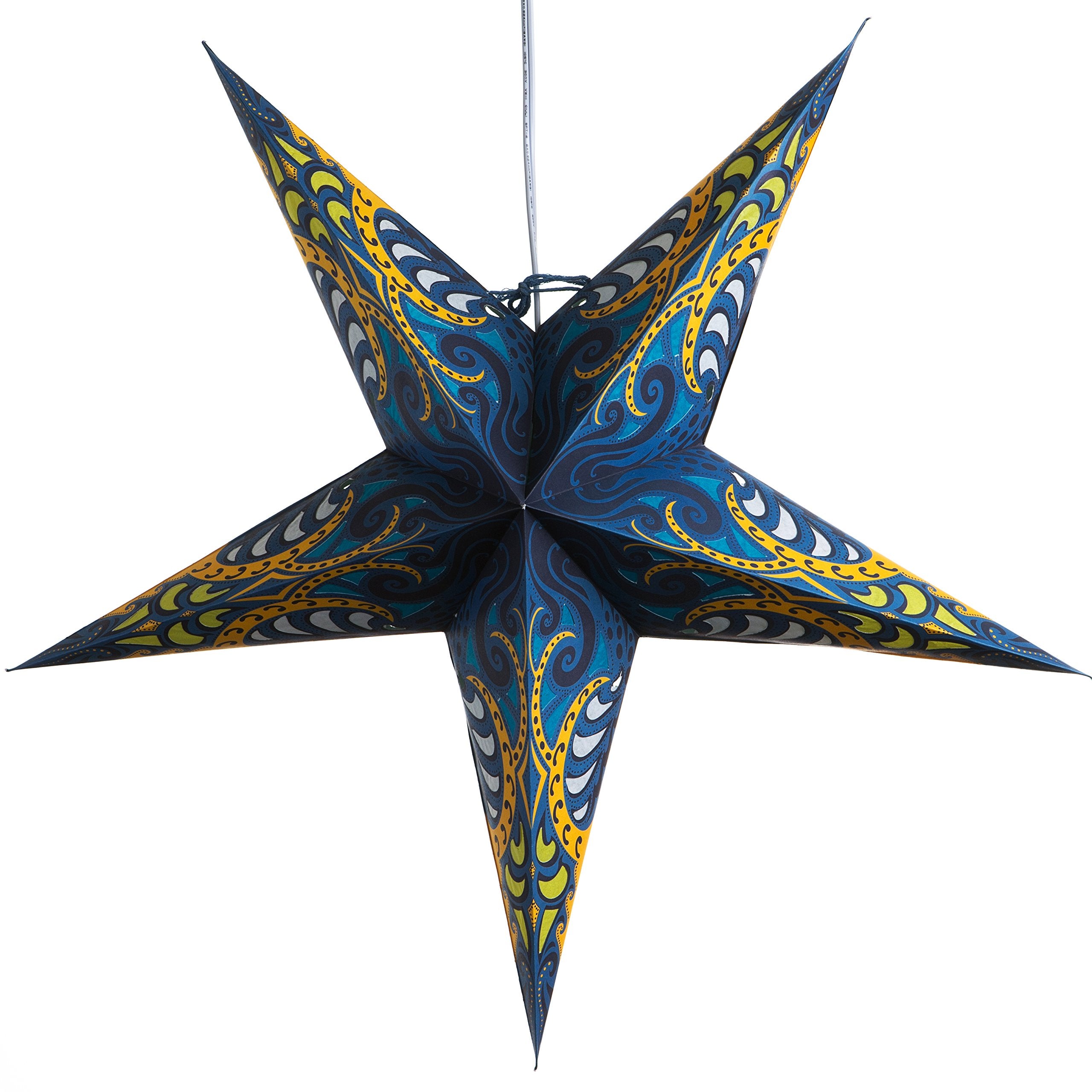Blue Obsession Paper Star Lantern With 12 Foot Power Cord Included