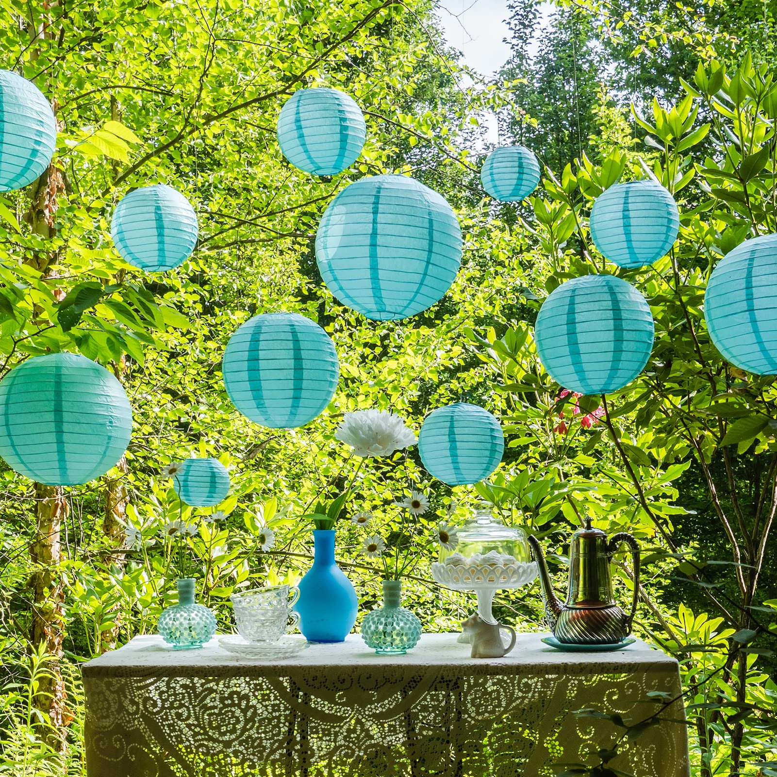 Teal Paper Lanterns - 25 Piece Set - Turquoise Party Decorations For Birthdays, Weddings And Special Occasions By Avoseta