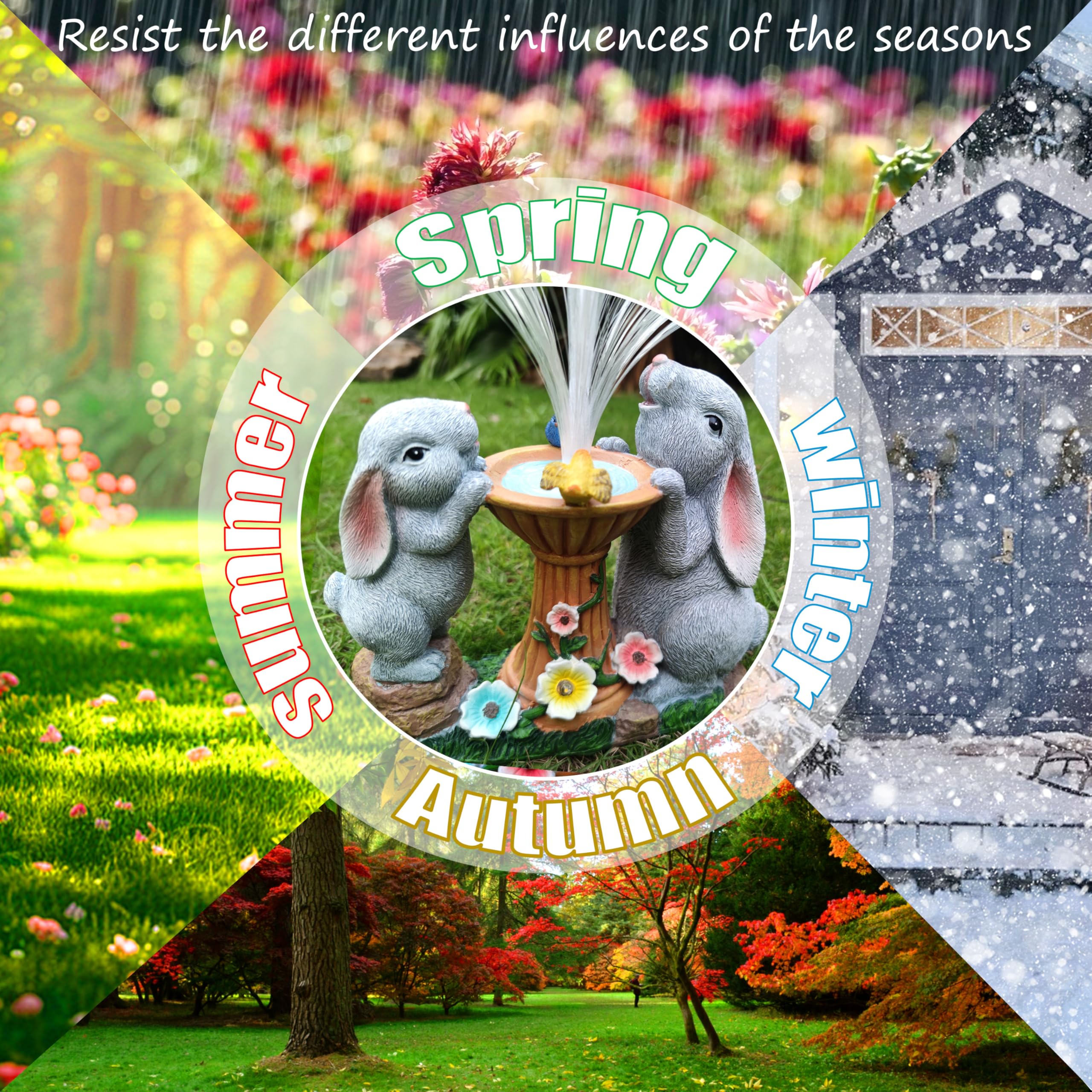 Rctticuu Solar Rabbit Garden Statues Outdoor Decor With Led Lights  Resin Rabbits Figurine Lights Decorations Colour Changing Fiber Optical Light  Outside Lawn Decor For Yard  Unique Housewarming Gift