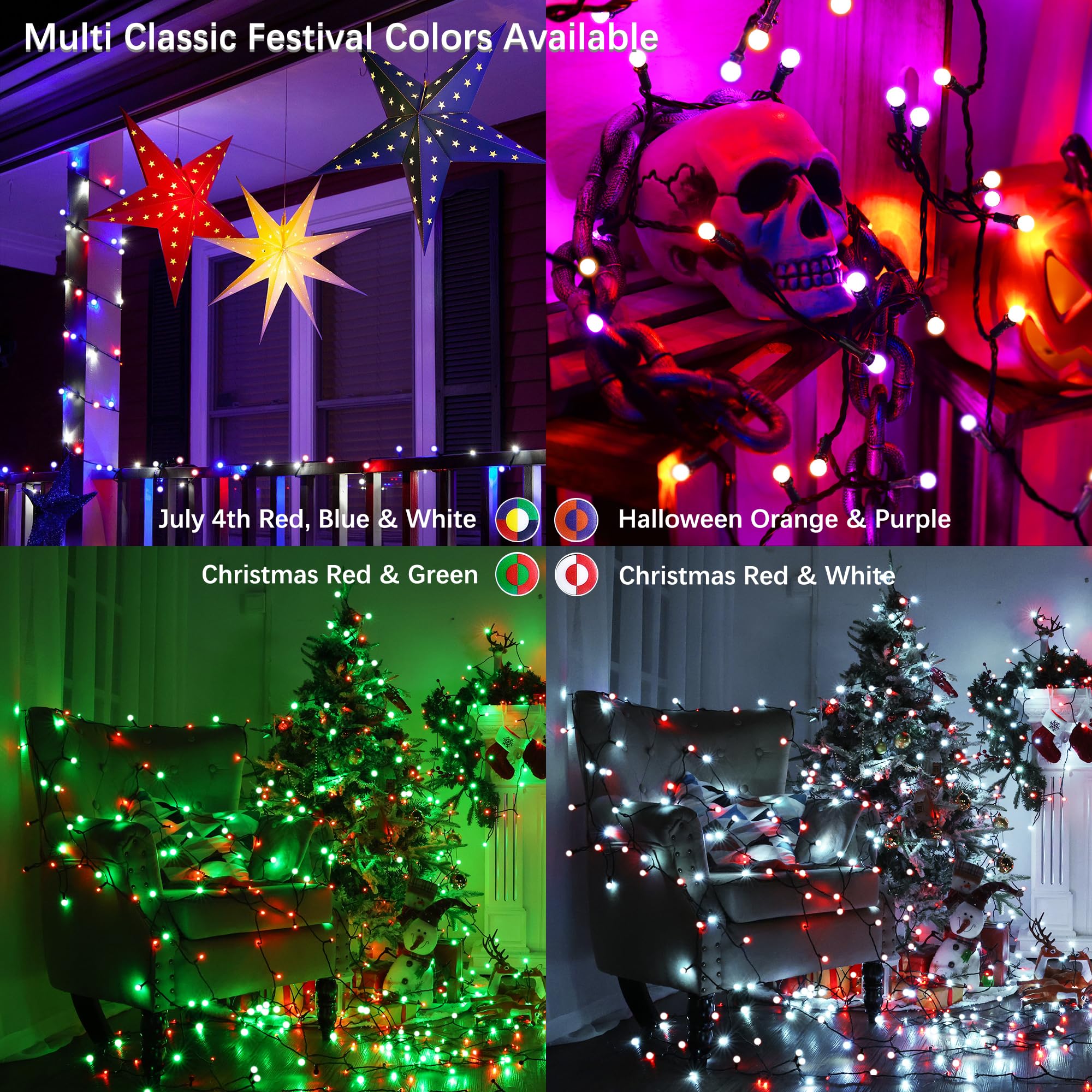 Brizled Christmas Lights, 163.38ft 498 LED Color Changing Christmas Lights with Remote, RGB Christmas Berry String Lights Dimmab
