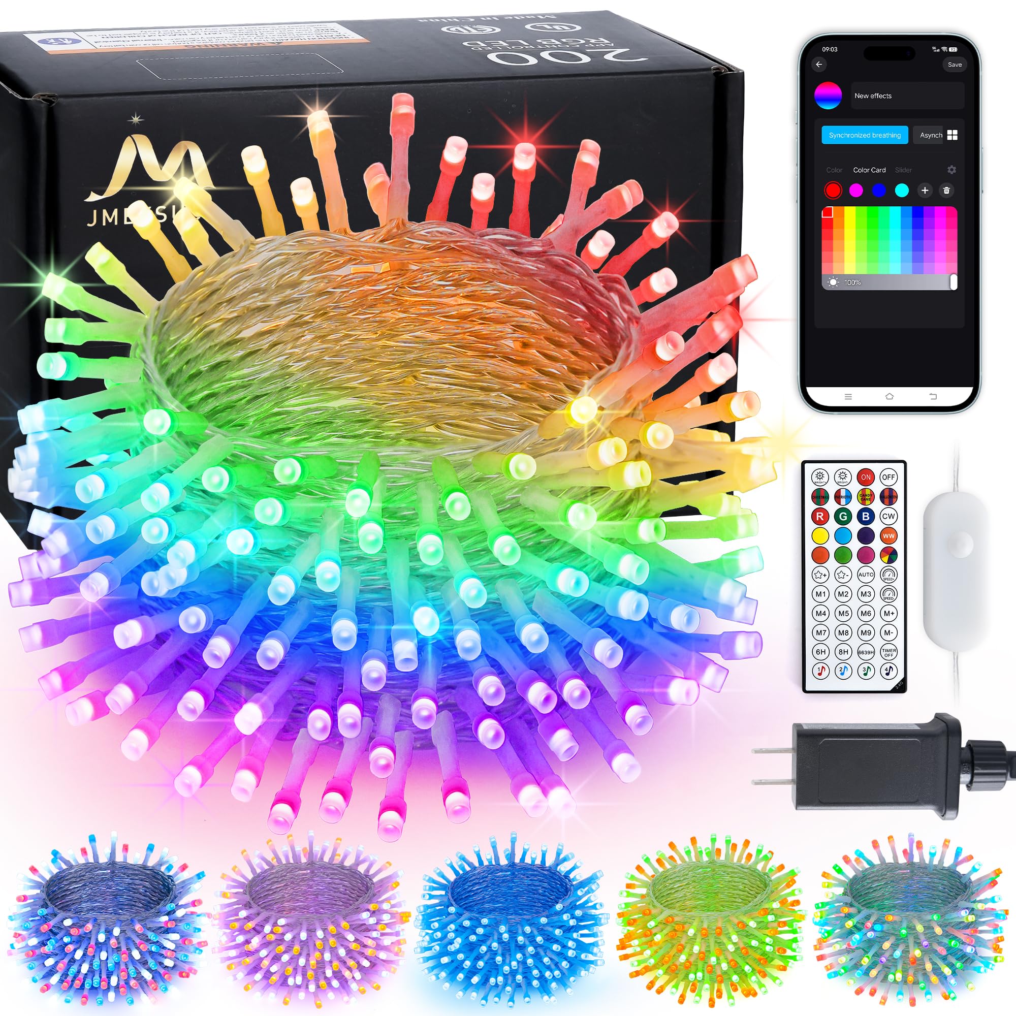 Jmexsuss 200 Led Rgb String Light Outdoor Indoor  Christmas Lights Outdoor Clear Wire Christmas Lights Plug In For Bedroom Tree Room Party Birthday Decorations