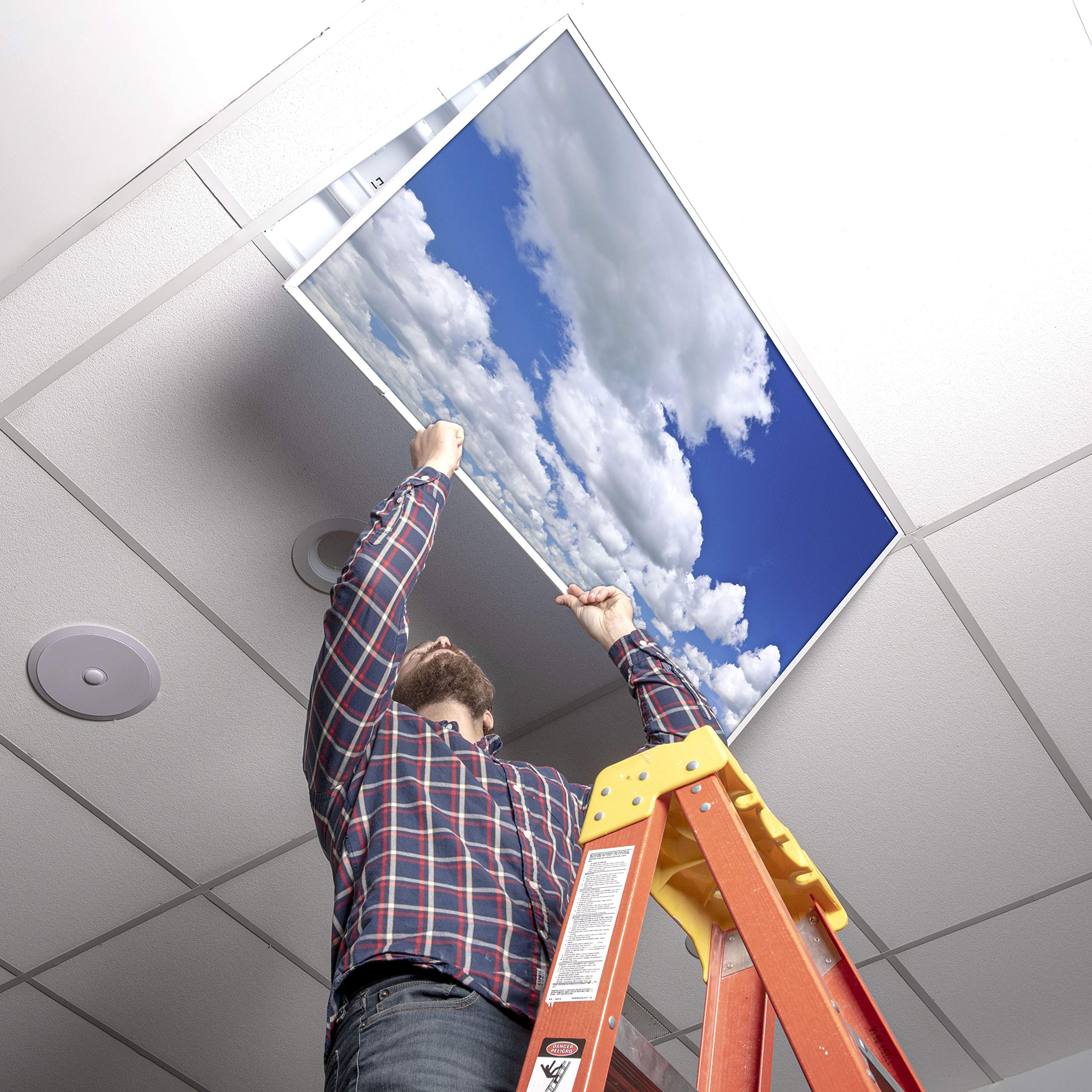 Fluorescent Light Cover For Classroom Ceiling Lights Clouds - Premium Backlit Film Insert 2X4 (22.38&quot;X46.5&quot;) Florescent Fixture (Pack Of 1) School, Office, Sensory, Improve Focus, Eliminate Headaches