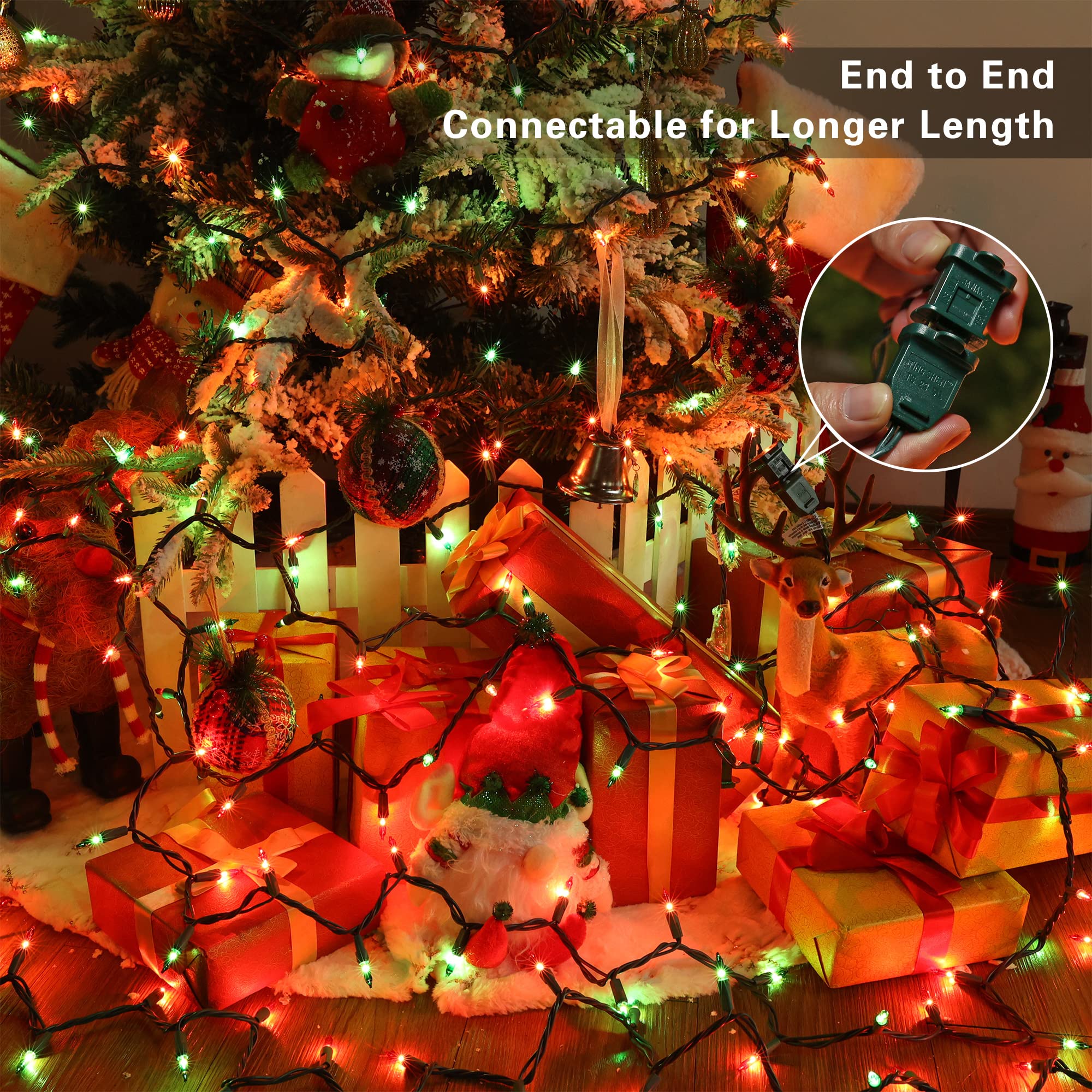 Odeetronic Red & Green Christmas String Lights, 21.63Ft 100 Count Incandescent String Lights Connectable, Ul Certified Christmas Mini Lights, Green Wire Tree Lights For Indoor Outdoor Party Yard Decor