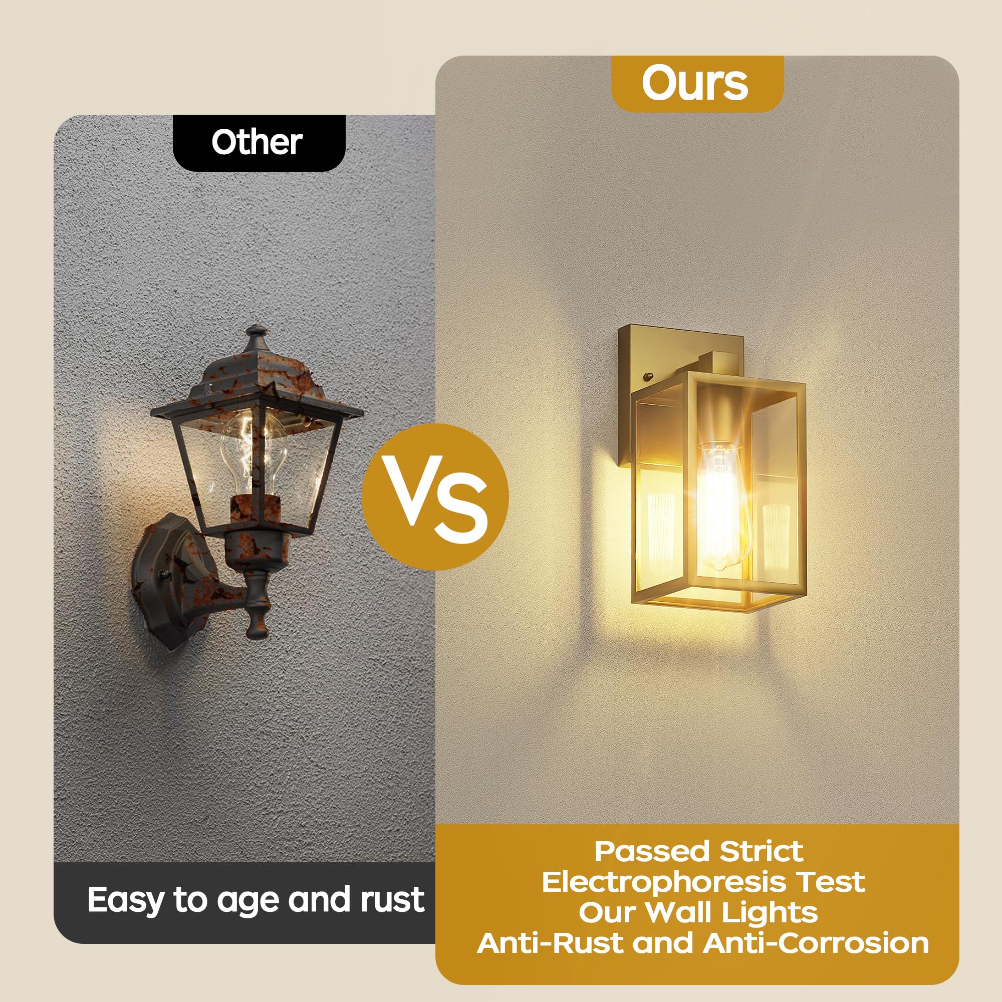 Wihtu Gold Outdoor Exterior Light Fixture For House, Led Front Porch Lights For House, Waterproof Wall Sconce Lantern Lamp, Outs