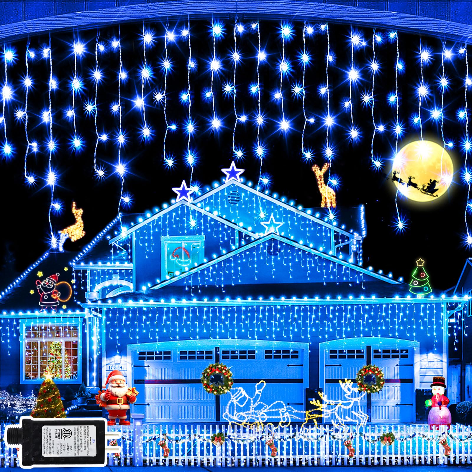 JXLEDAYY Christmas Lights 640 LED 65 FT Christmas Lights Outdoor with 120 Drops Plug in 8 Modes Christmas Decorations Curtain Fa