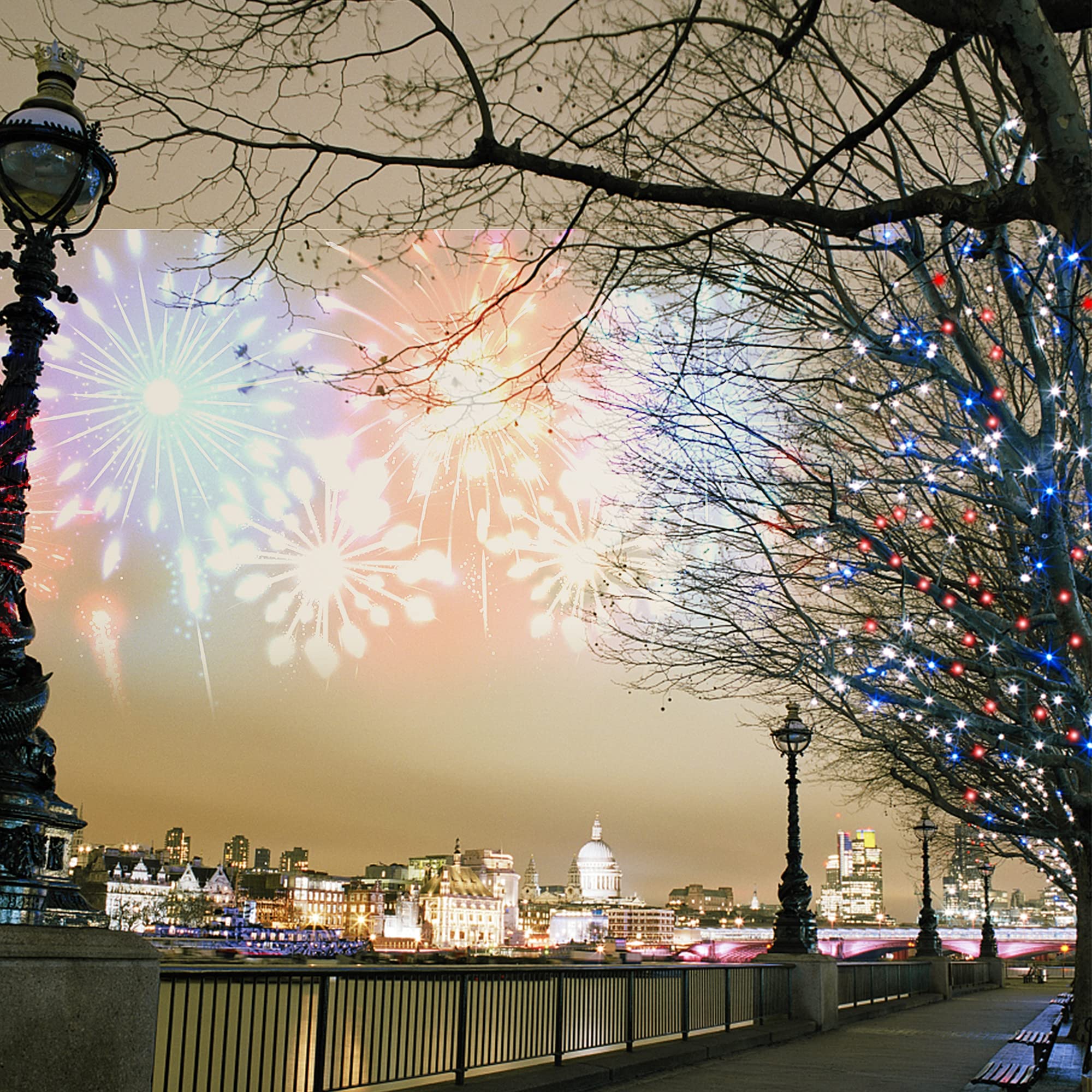 HOME LIGHTING 66ft LED Fairy String Lights, 200 Bulbs, 8 Modes, Green Wire, Red & Blue & White