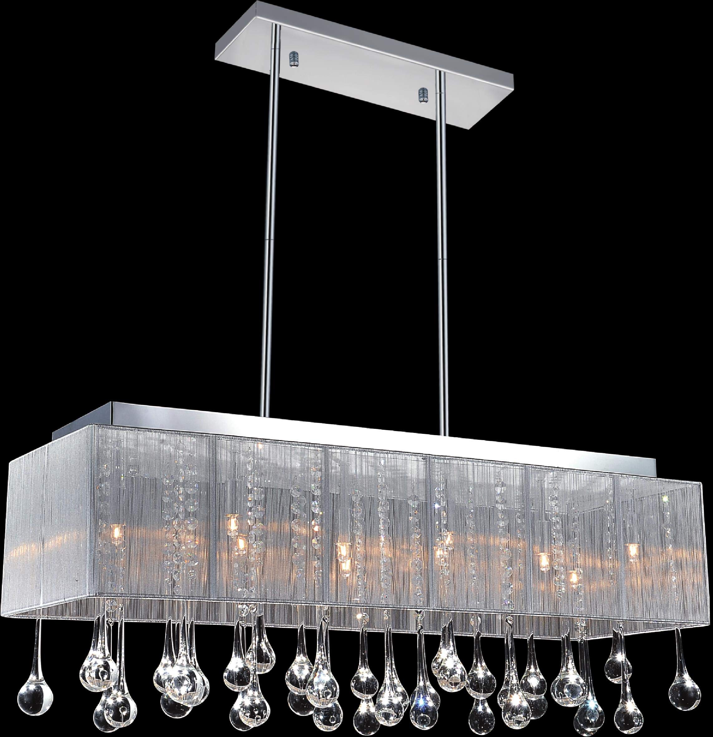 CWI Lighting Water Drop 14 Light Drum Shade Chandelier with Chrome Finish Fom