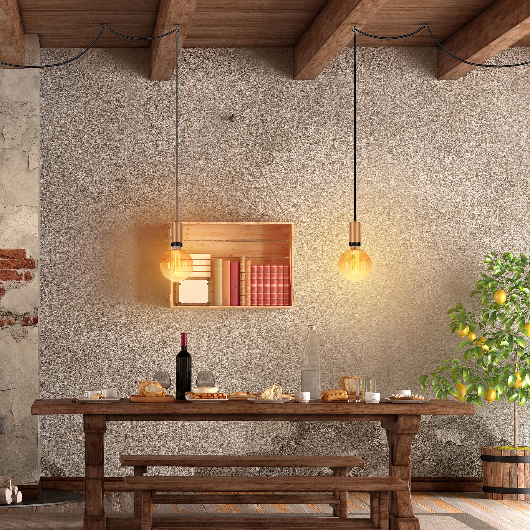 Next Glow 10Ft Pendant Light Cord With Vintage Socket, Brass & Black, Diy E26 Fixture