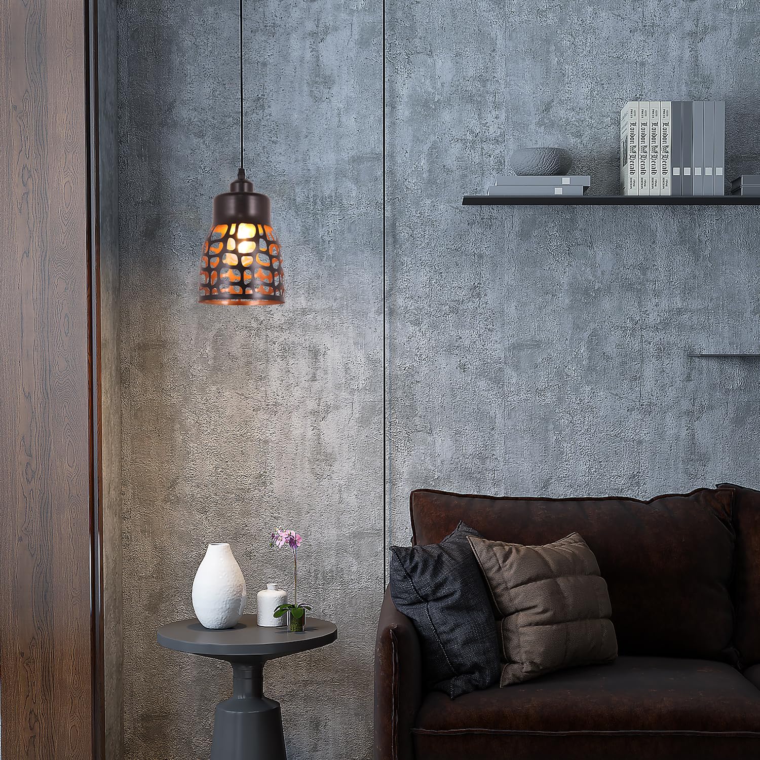 Baunoisk Pendant Light Industrial Vintage Pendant Lamp Retro Farmhouse Ceiling Hanging Light Fixture Black Metal Creative Geometric Diamond Shade Pendant Lighting For Kitchen Island