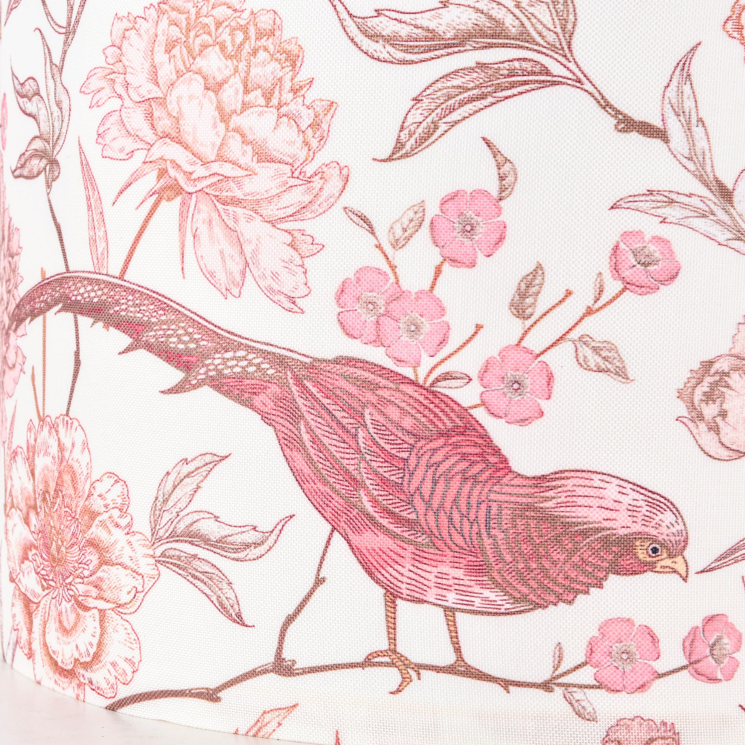 Goso Medium Lampshade Polyester Fiber Printing Flowers And Birds Drum Lamp Shade For Tablelamp,Floor Lamps,Diy Pendant Light,Wal