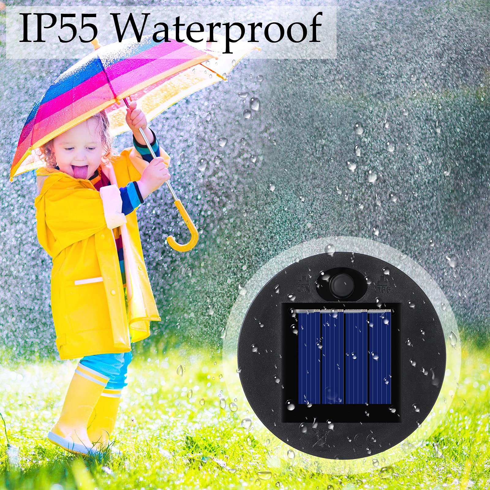 Frienda Solar Light Tops, 4 Pieces, Waterproof Decorative, 3.35 Inch Diameter, Black Warm Light, Model Frienda-KEE558