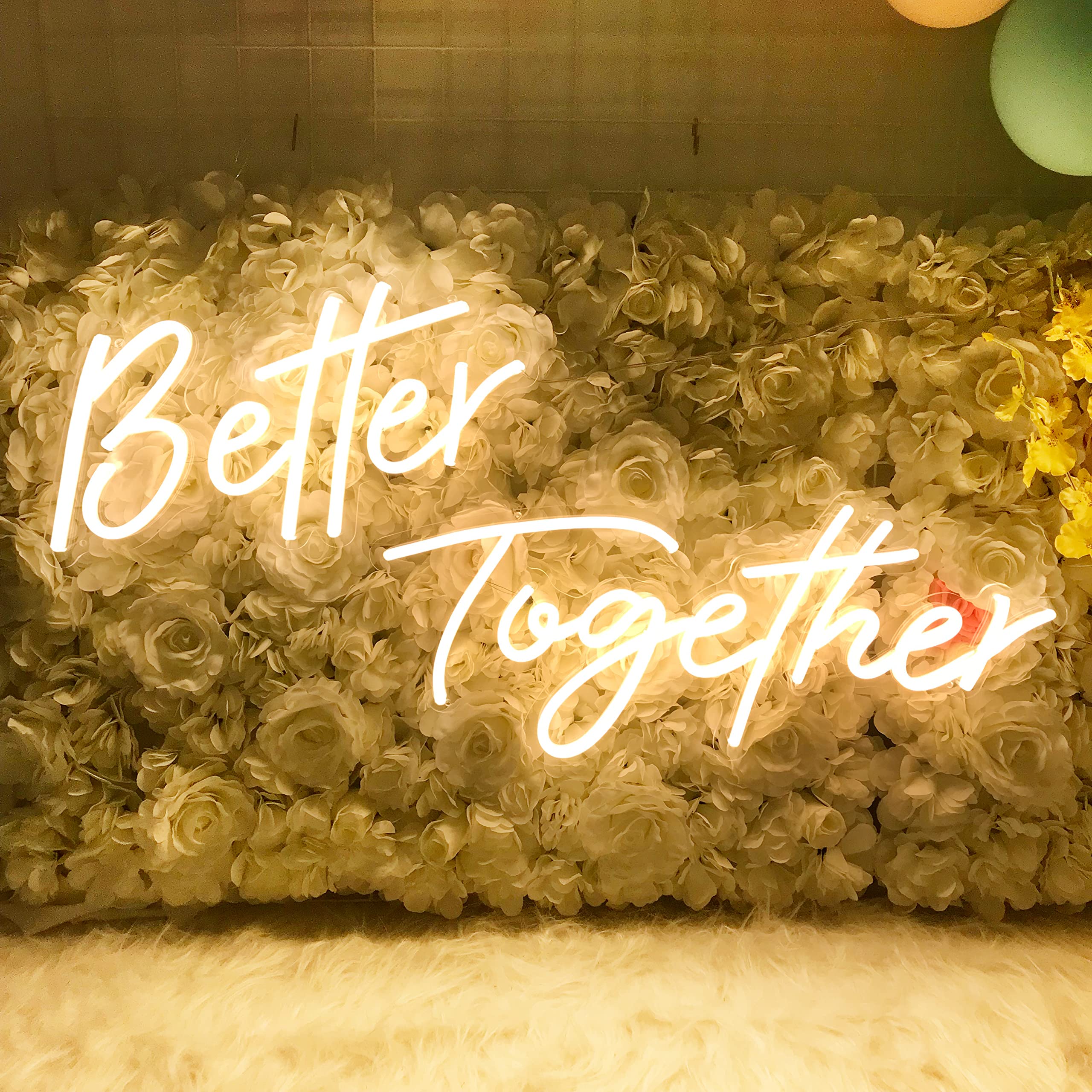 Divatla Neon Sign - Better Together Warm White LED Wall Decor, 24Wx10L & 17Wx9L, Acrylic, Wedding/Bedroom Decoration