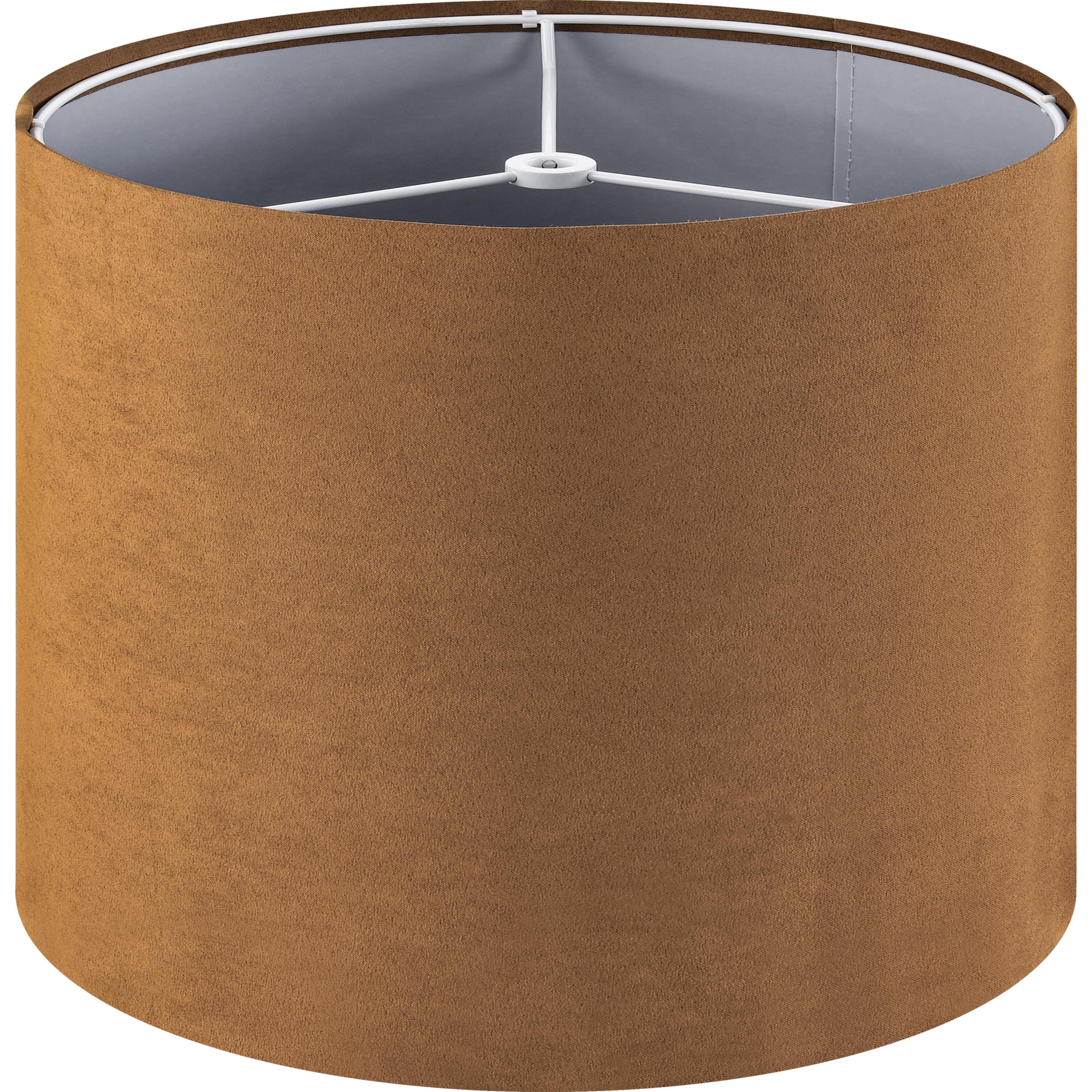 Goso Drum Lamp Shades For Table Lamps Medium-Brown Faux Fabric Velveteen Chamois Leather Lampshades -Floor Lamp-13" Top X13" Bottom X 10" High (Spider) Rustic Vintage Shade Required Assembly 1Pack