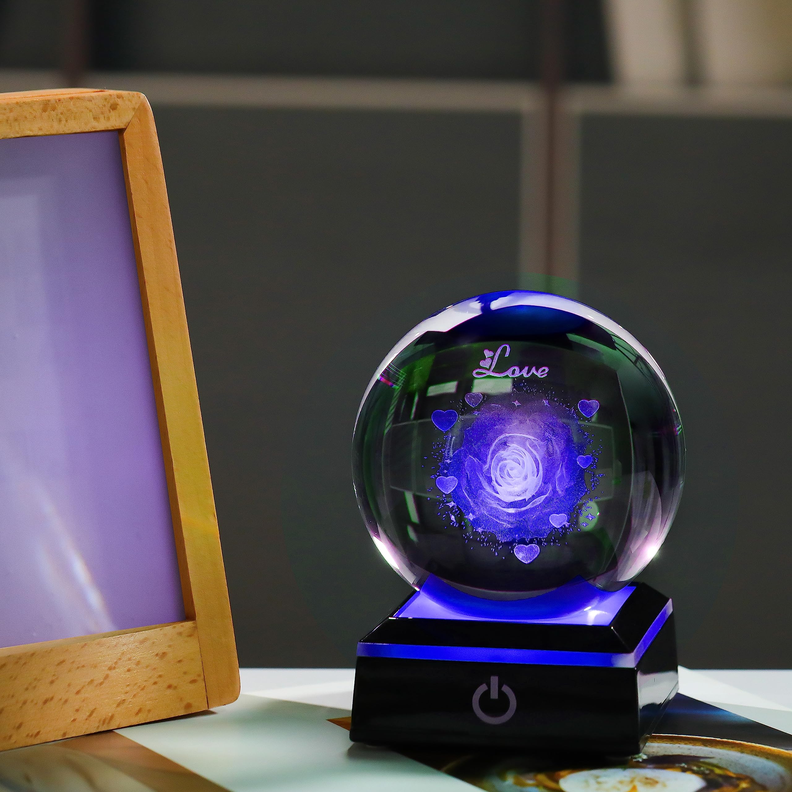 3D Crystal Rose Flower Decor - Night Light Gifts For Girlfriend, Wife, Mom - Anniversary, Birthday, Wedding