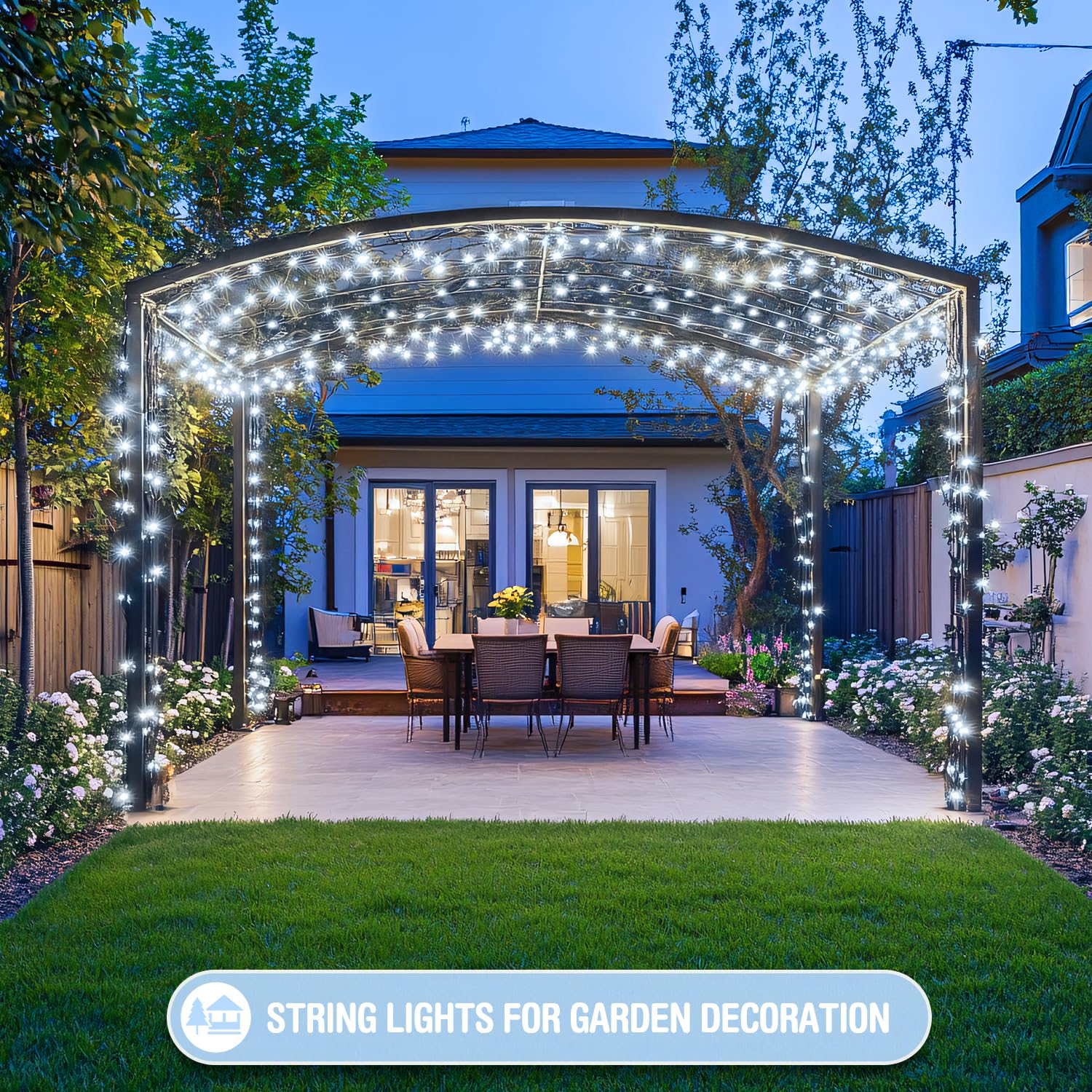 Jmexsuss 400 Led White String Lights Outdoor Waterproof, 132Ft Christmas Tree Lights With Remote, Indoor String Lights Plug In F
