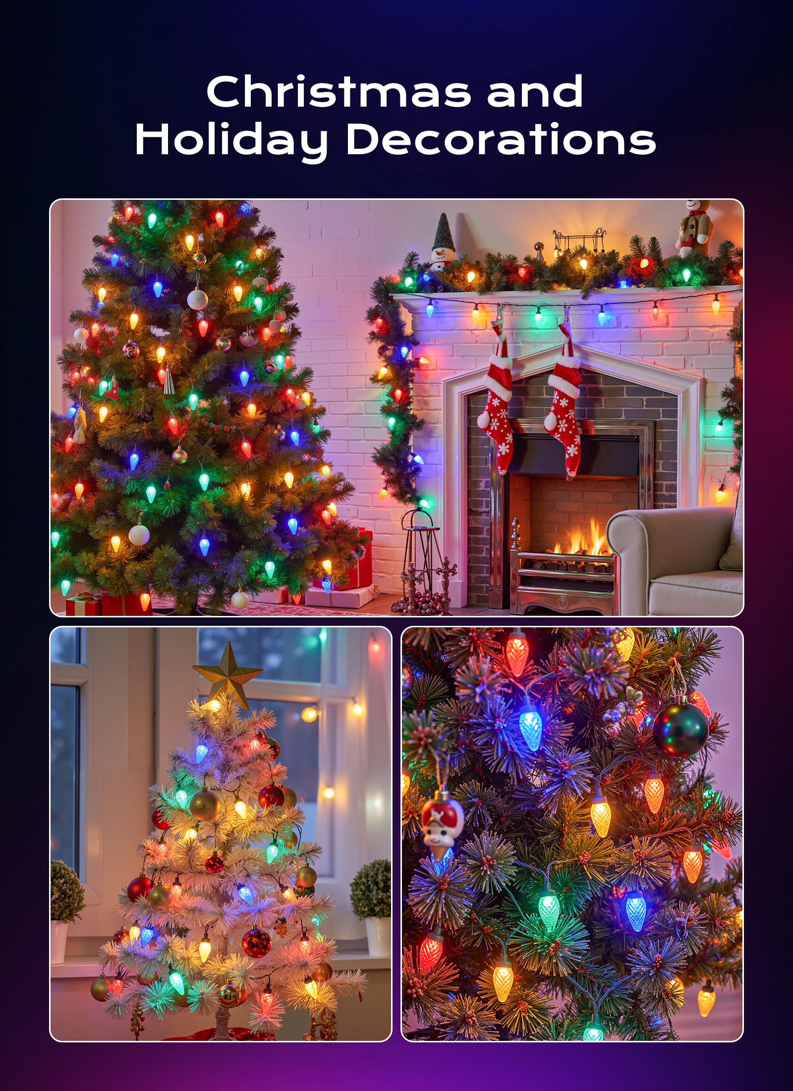 C9 Christmas Lights Outdoor  100 Ft 150 Led Connectable C9 String Lights With 8 Modes And Timer Extendable Xmas Tree Patio Roofline Garden Yard Holiday Party Indoor Outdoor Decoration  Multicolor