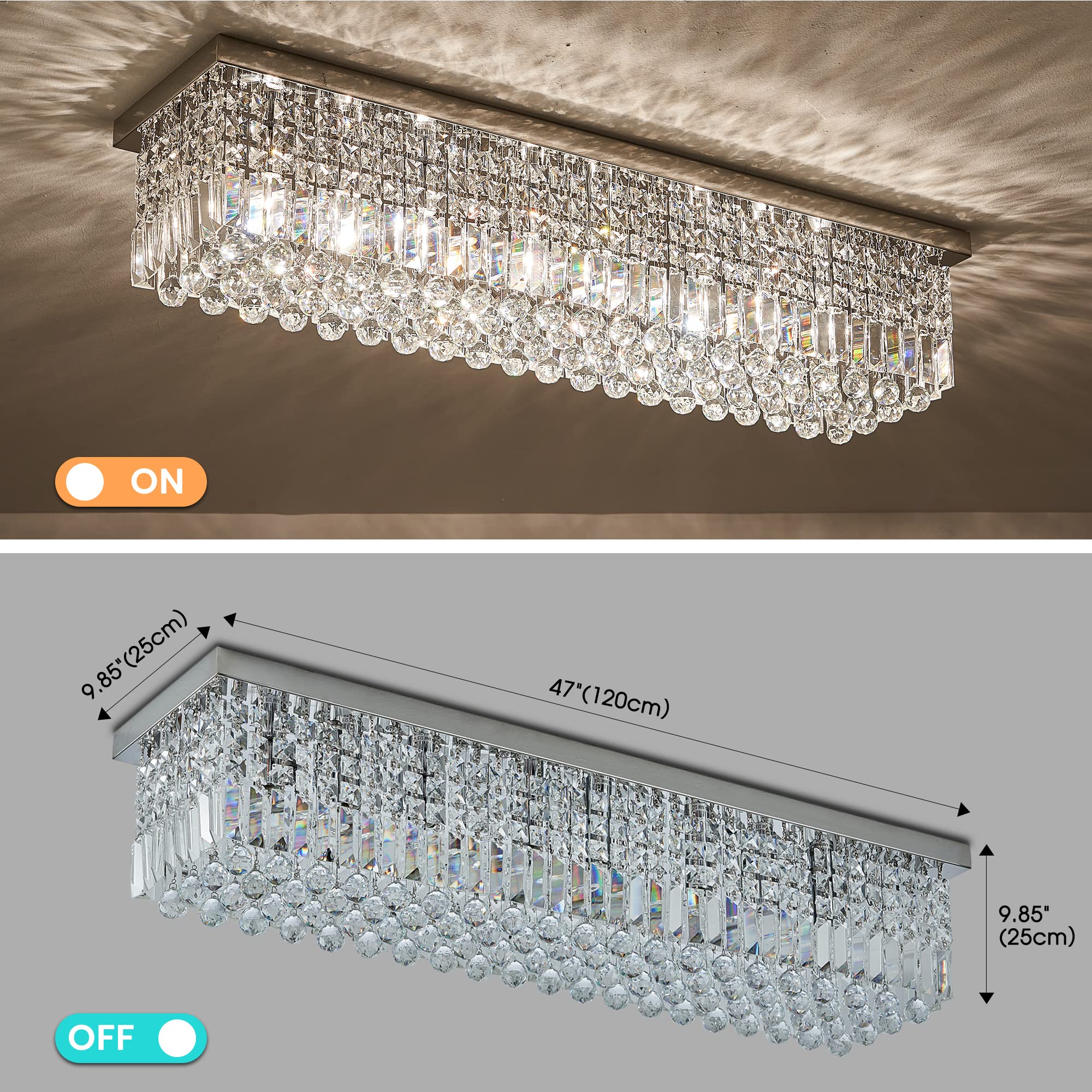 7Pm Modern Large Chandeliers - 47.2 Chrome Stainless Steel Dining Room Light Fixture, Model Cl010896