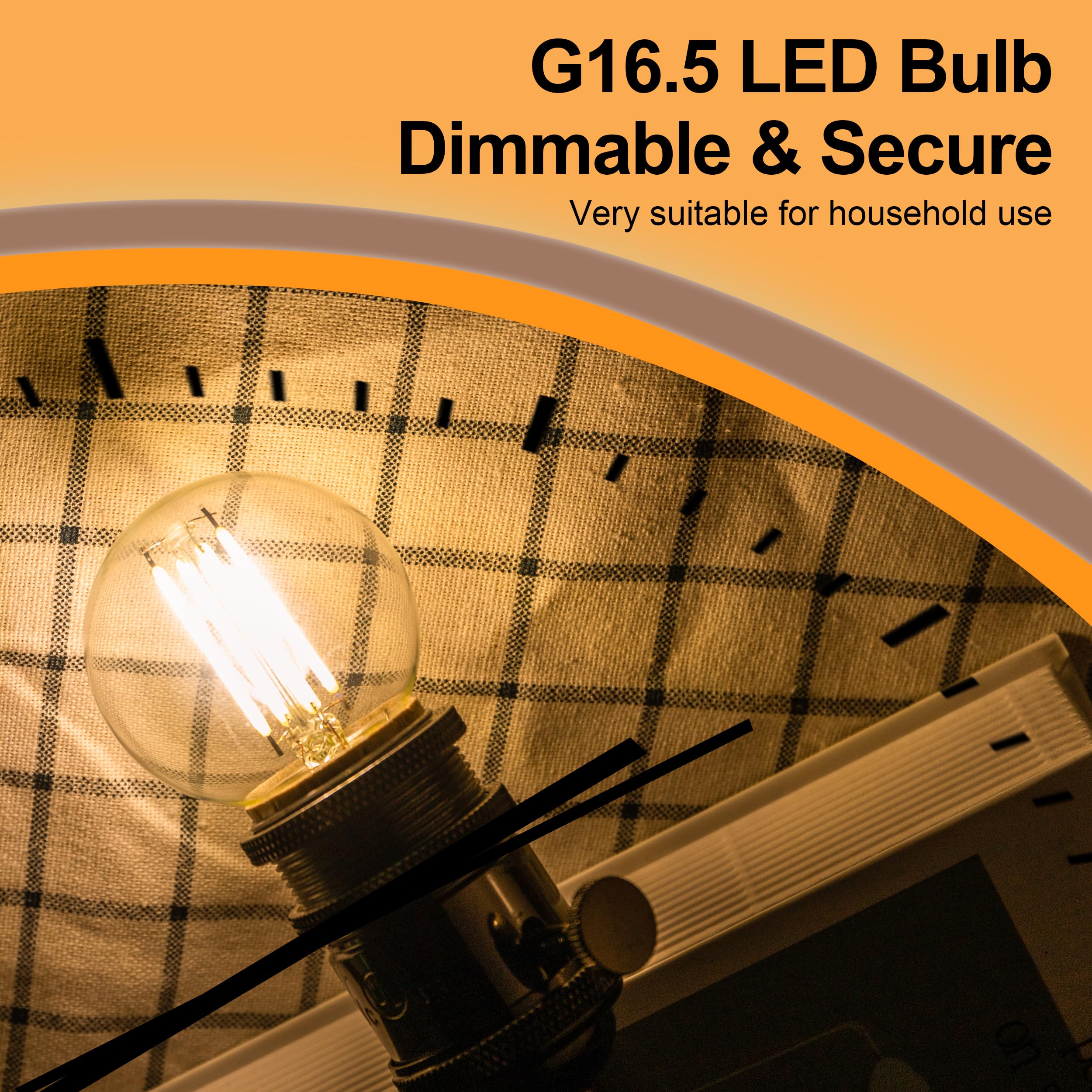 Runquiz G16.5 Led Bulb, Small Round Edison Light Bulbs, E26 Dimmable Globe Clear Vanity Light Bulbs, 6W 4000K Vintage Led Filame